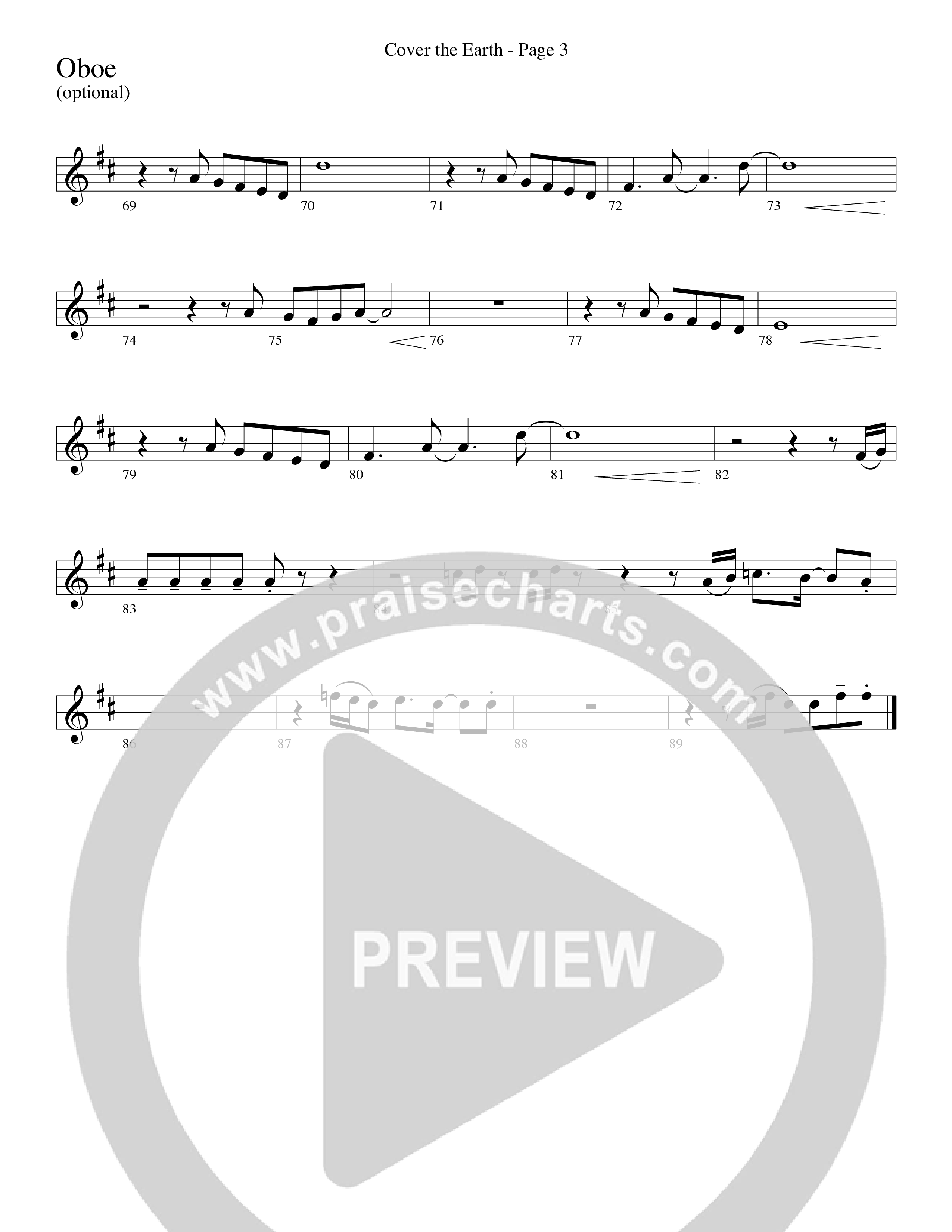 Cover The Earth (Choral Anthem SATB) Oboe (Word Music Choral / Arr. Dave Williamson)