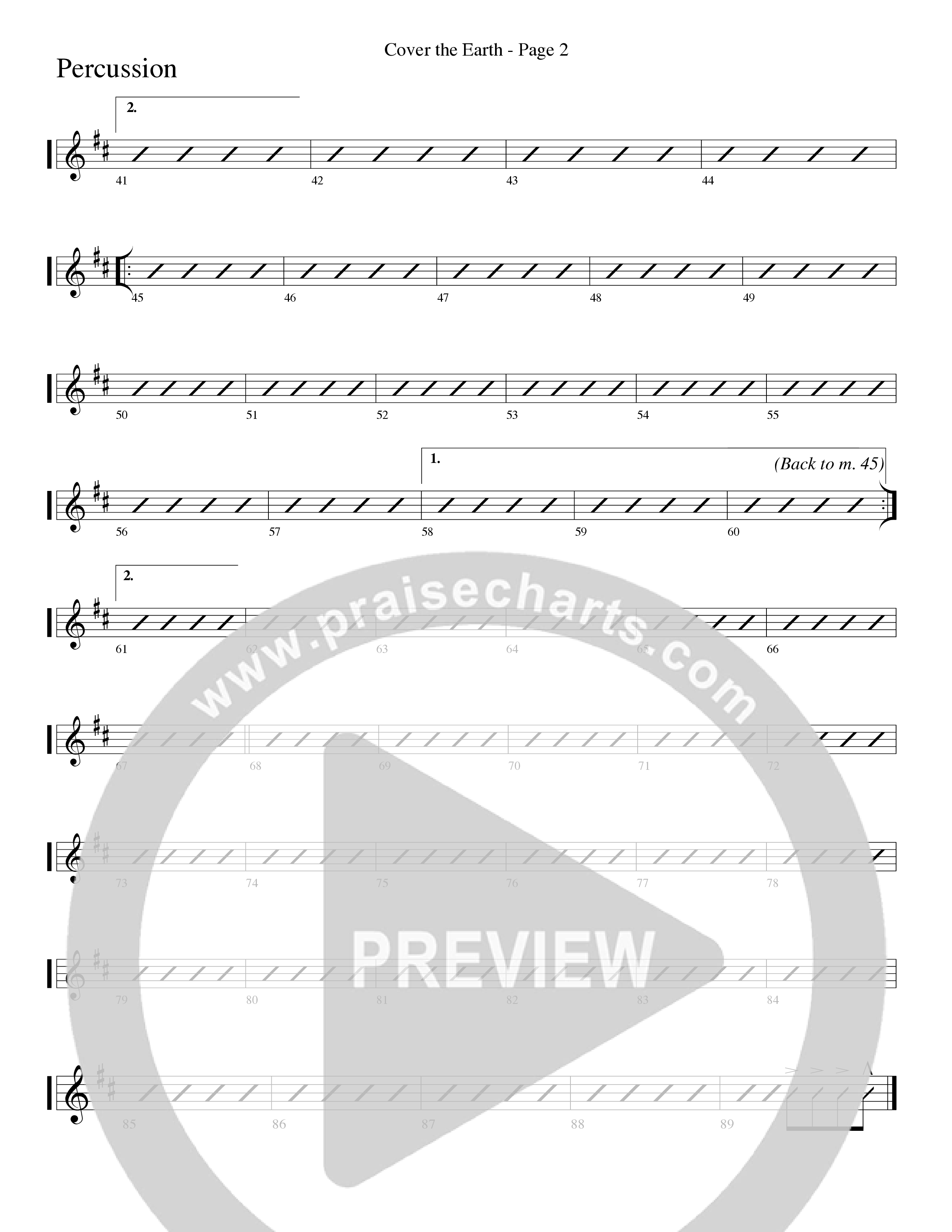 Cover The Earth (Choral Anthem SATB) Percussion (Word Music Choral / Arr. Dave Williamson)