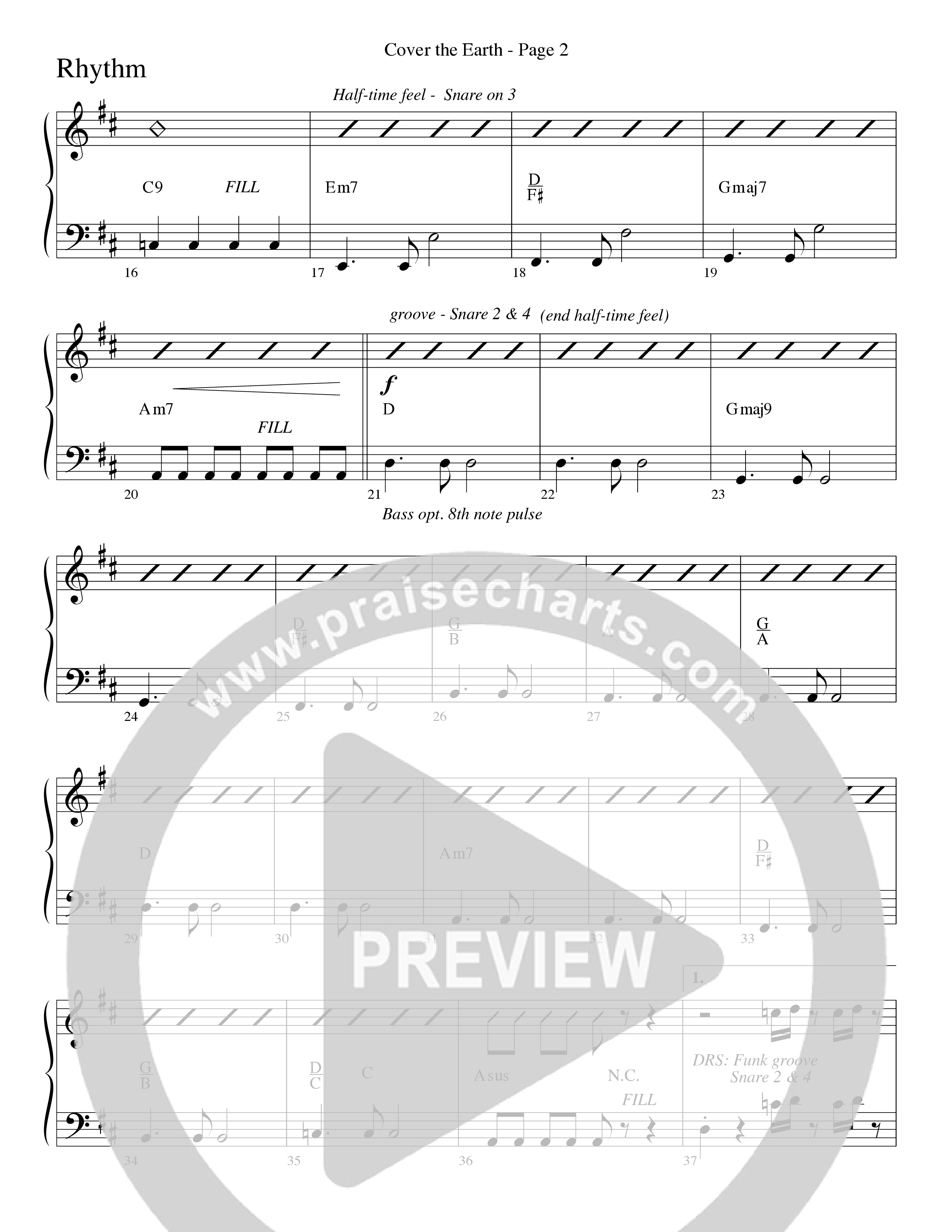 Cover The Earth (Choral Anthem SATB) Rhythm Chart (Word Music Choral / Arr. Dave Williamson)