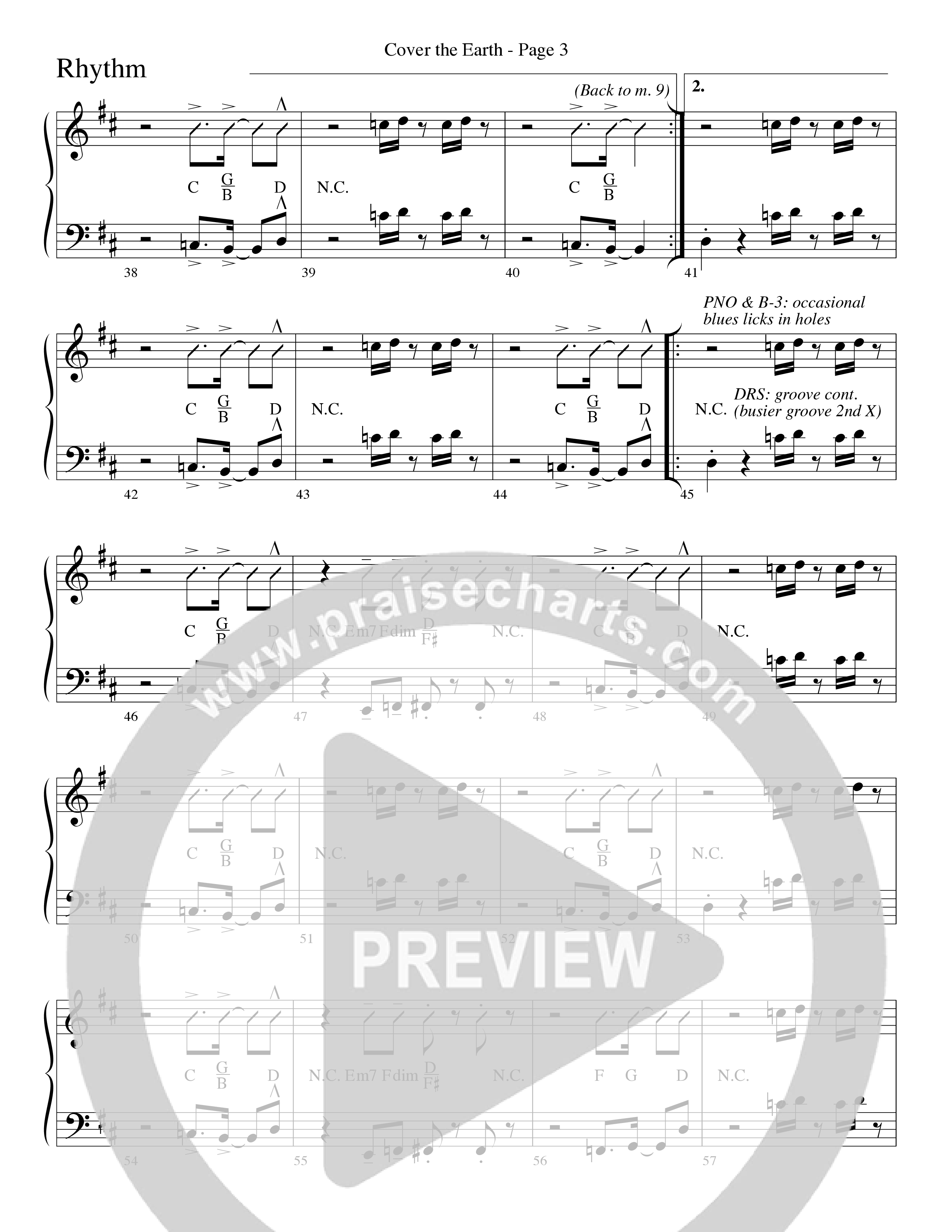 Cover The Earth (Choral Anthem SATB) Rhythm Chart (Word Music Choral / Arr. Dave Williamson)