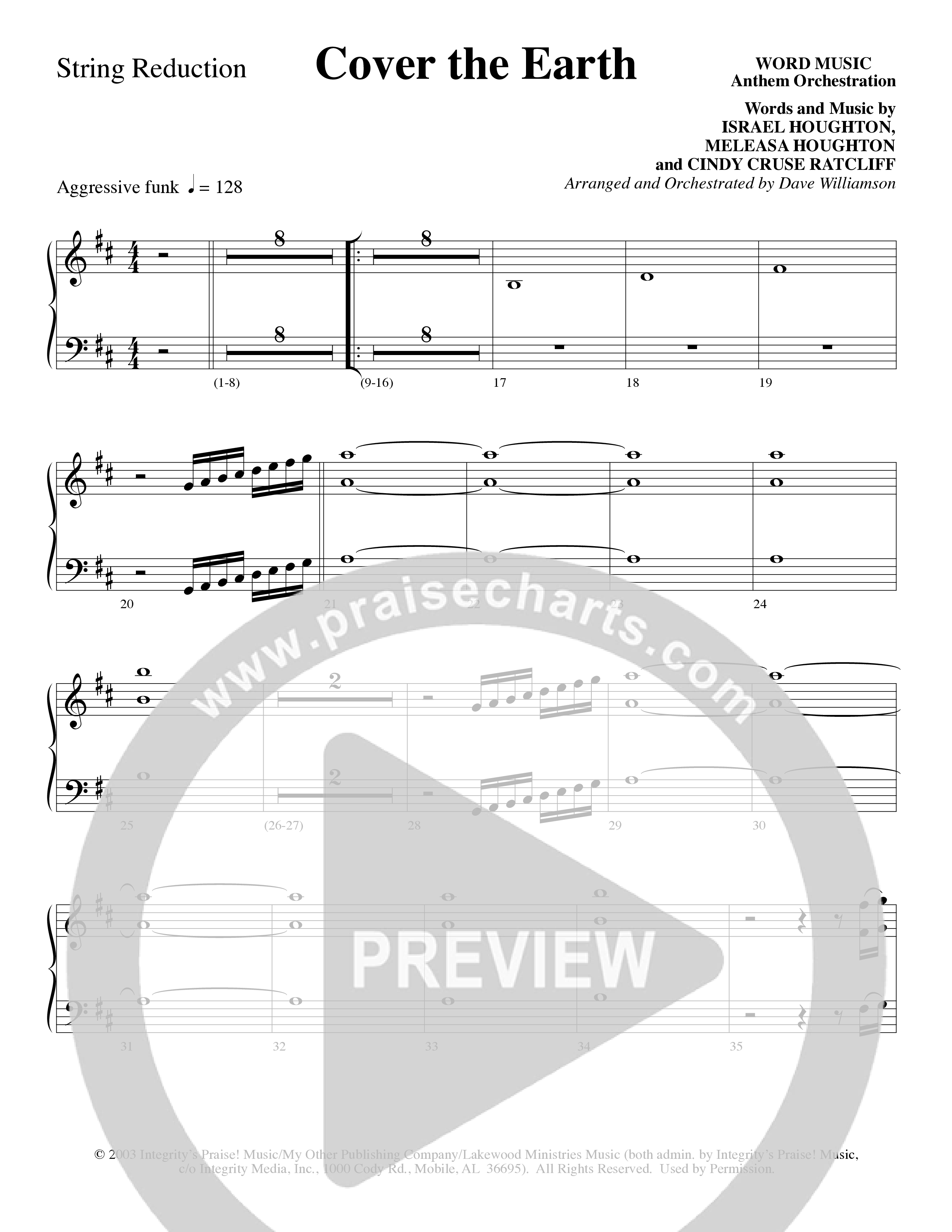 Cover The Earth (Choral Anthem SATB) String Reduction (Word Music Choral / Arr. Dave Williamson)