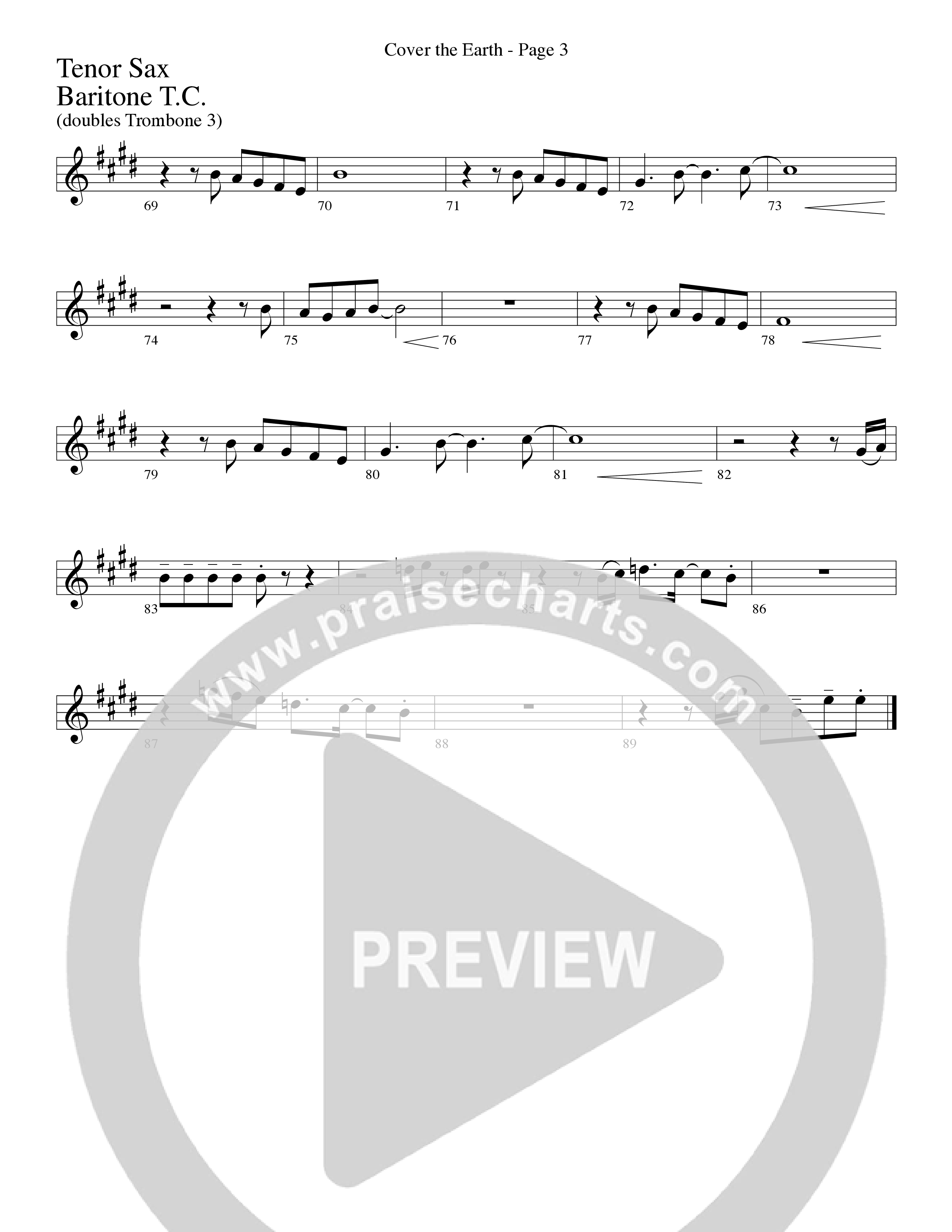 Cover The Earth (Choral Anthem SATB) Tenor Sax/Baritone T.C. (Word Music Choral / Arr. Dave Williamson)