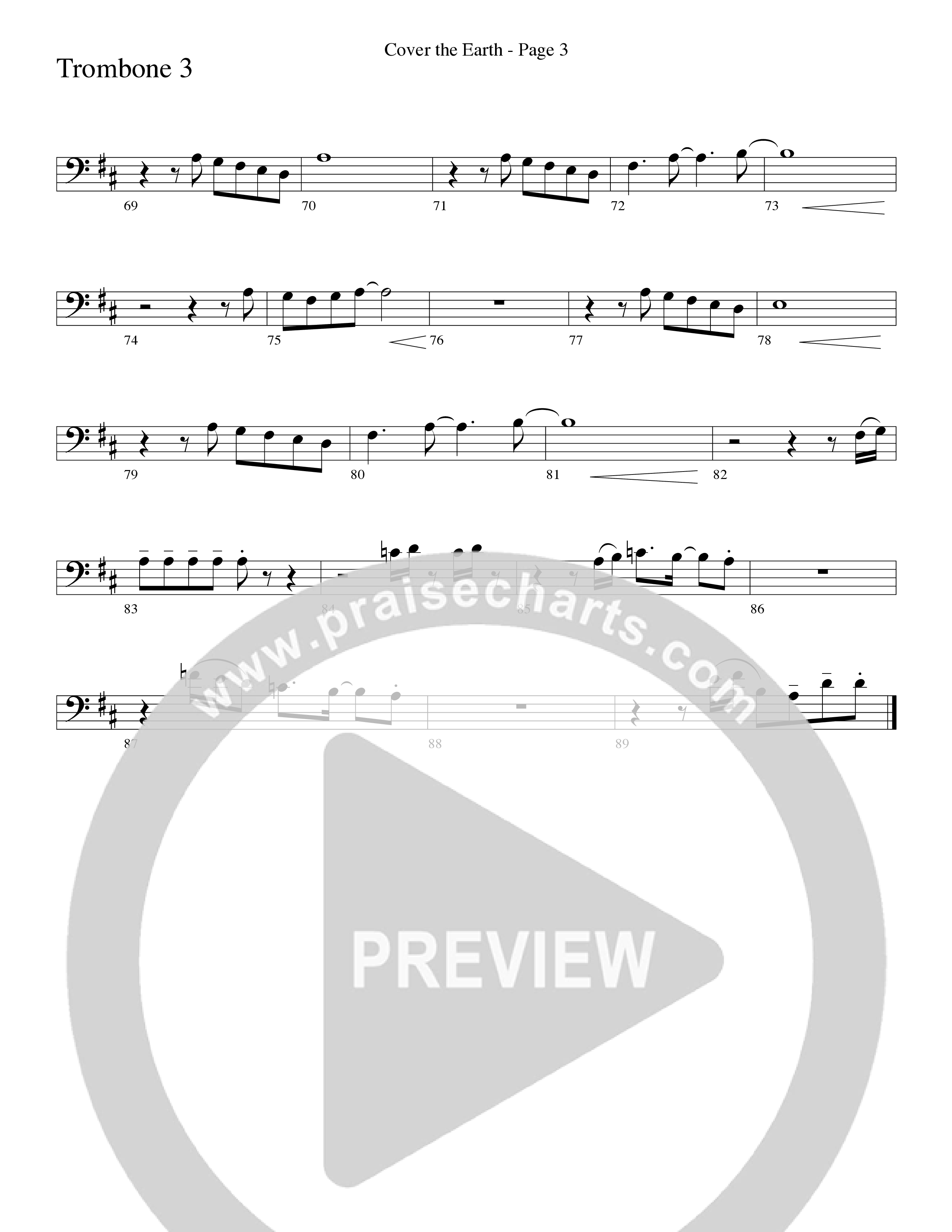 Cover The Earth (Choral Anthem SATB) Trombone 3 (Word Music Choral / Arr. Dave Williamson)