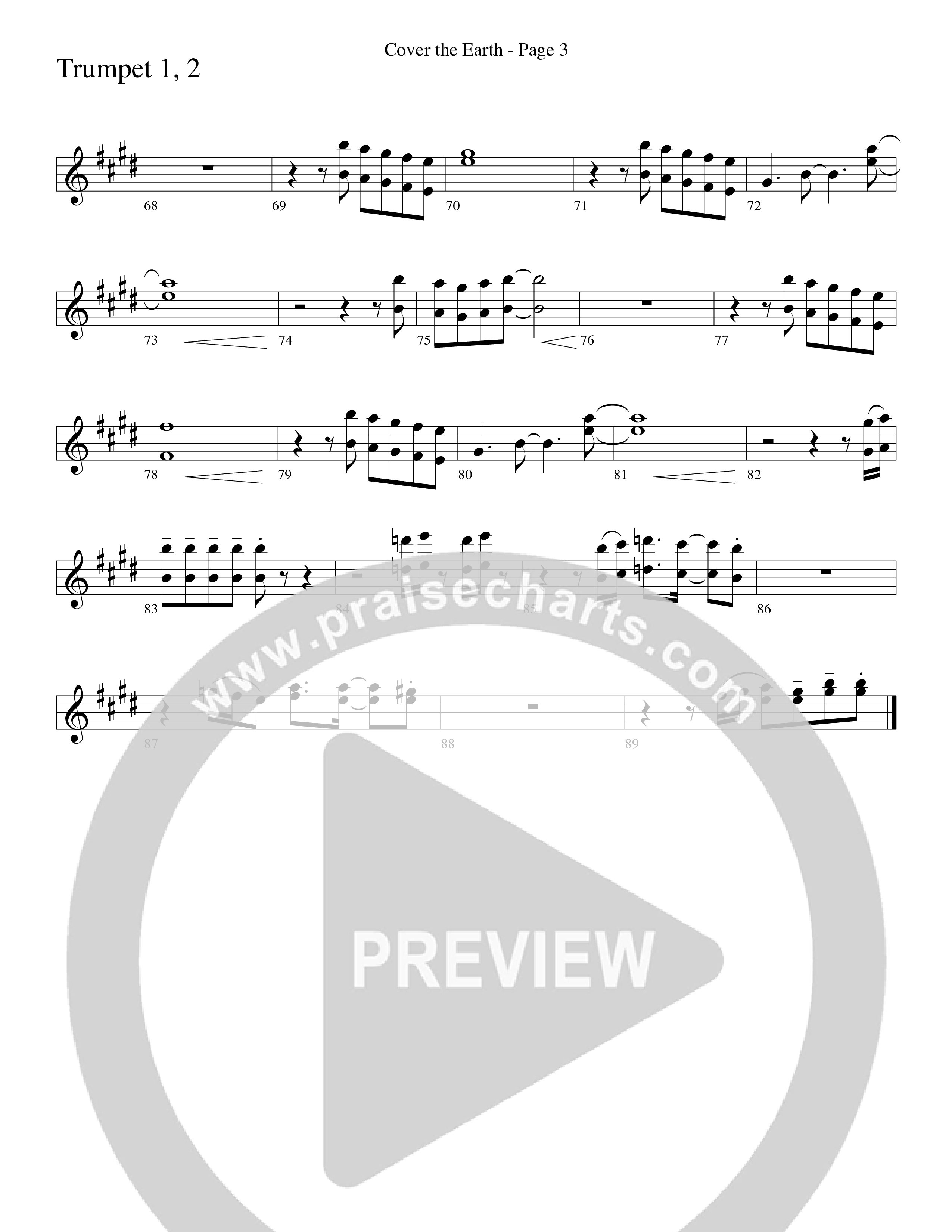 Cover The Earth (Choral Anthem SATB) Trumpet 1,2 (Word Music Choral / Arr. Dave Williamson)