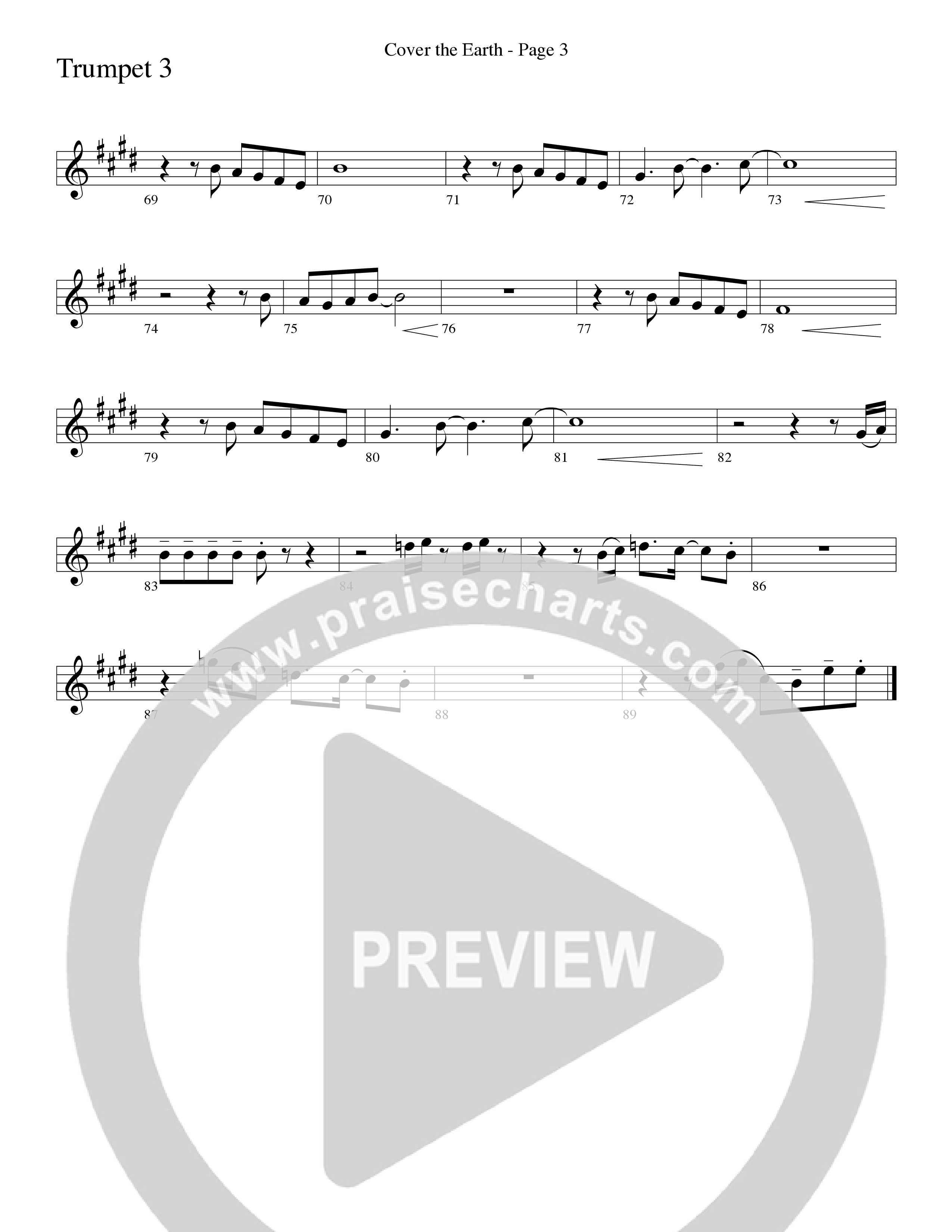Cover The Earth (Choral Anthem SATB) Trumpet 3 (Word Music Choral / Arr. Dave Williamson)