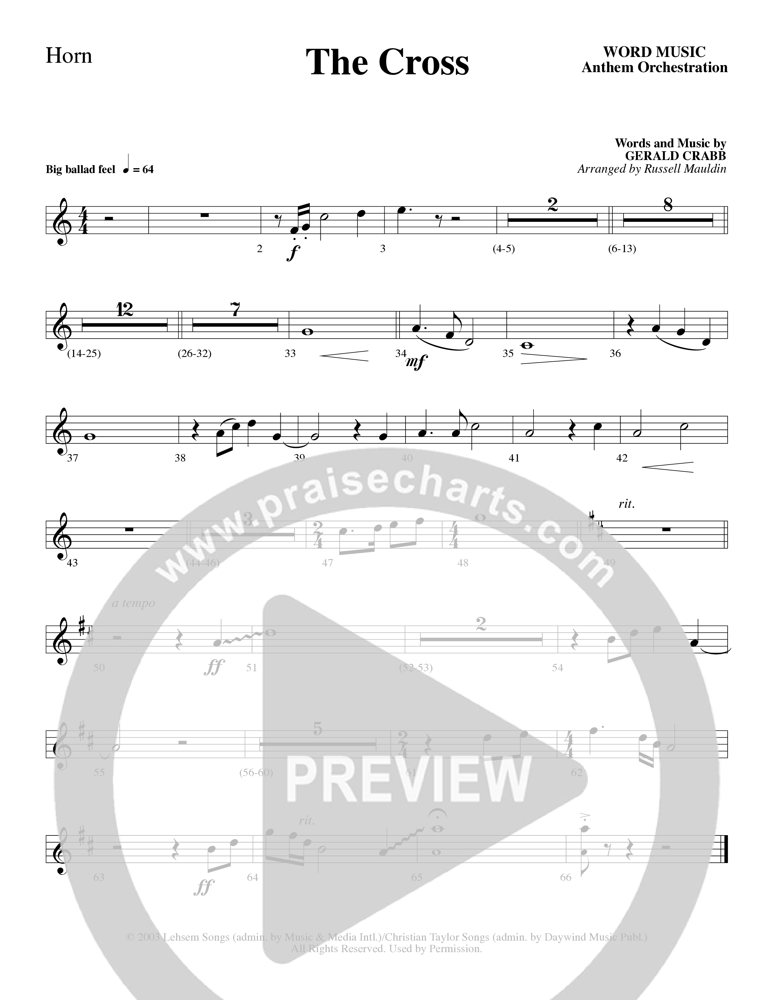 The Cross (Choral Anthem SATB) French Horn (Word Music Choral / Arr. Russell Mauldin)