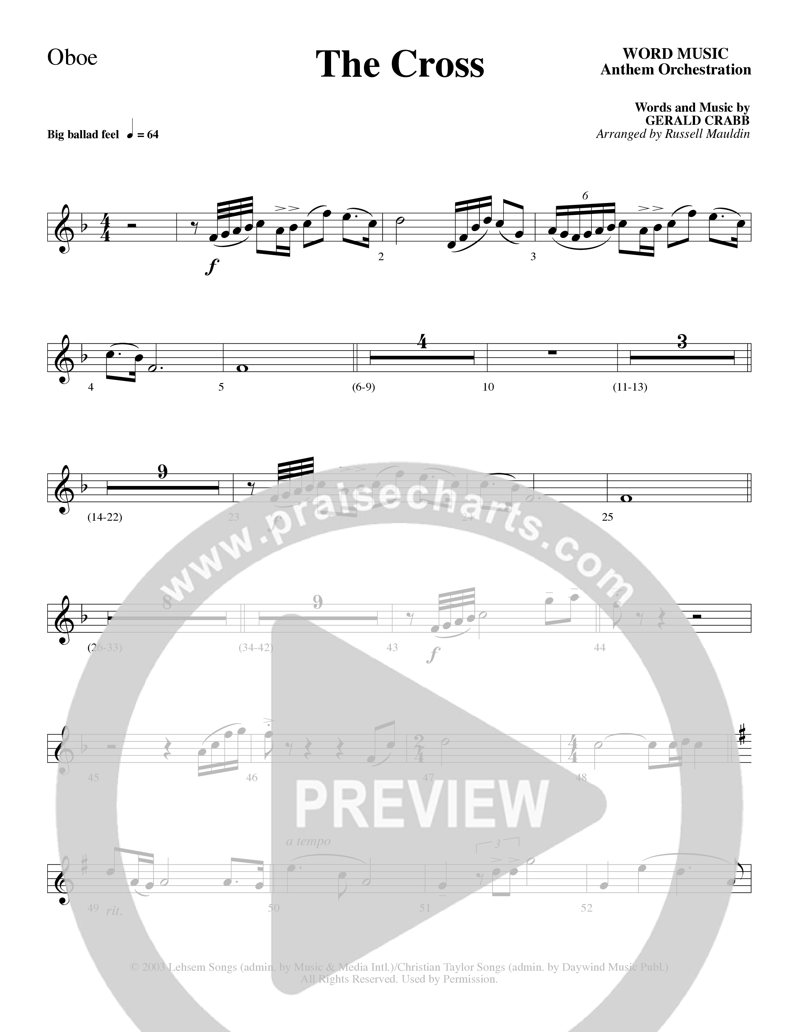 The Cross (Choral Anthem SATB) Oboe (Word Music Choral / Arr. Russell Mauldin)