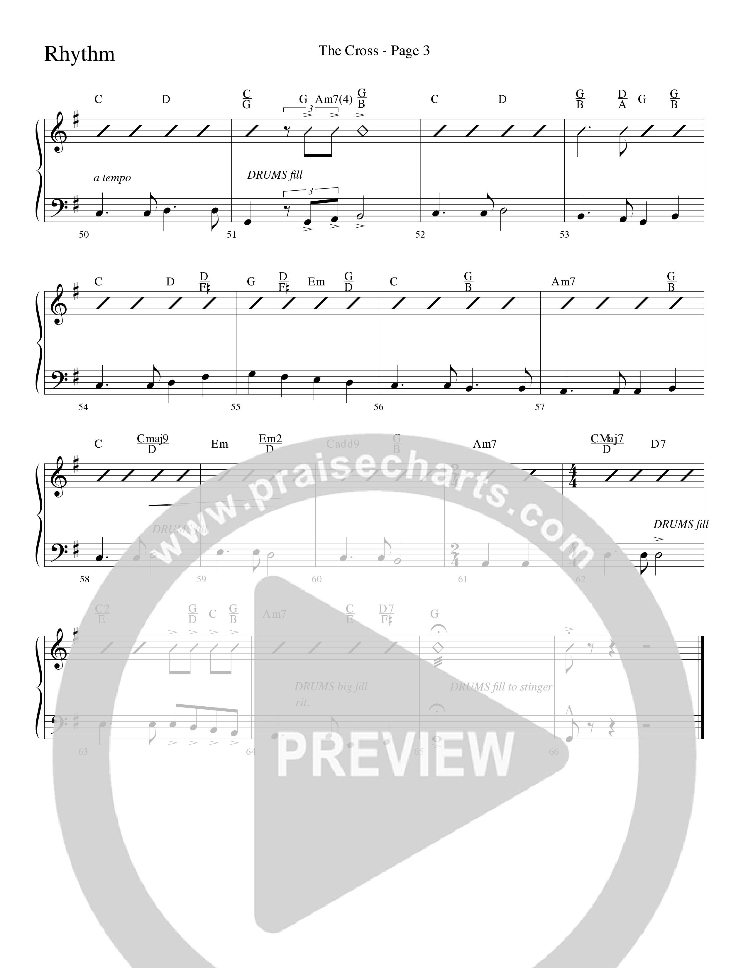 The Cross (Choral Anthem SATB) Rhythm Chart (Word Music Choral / Arr. Russell Mauldin)