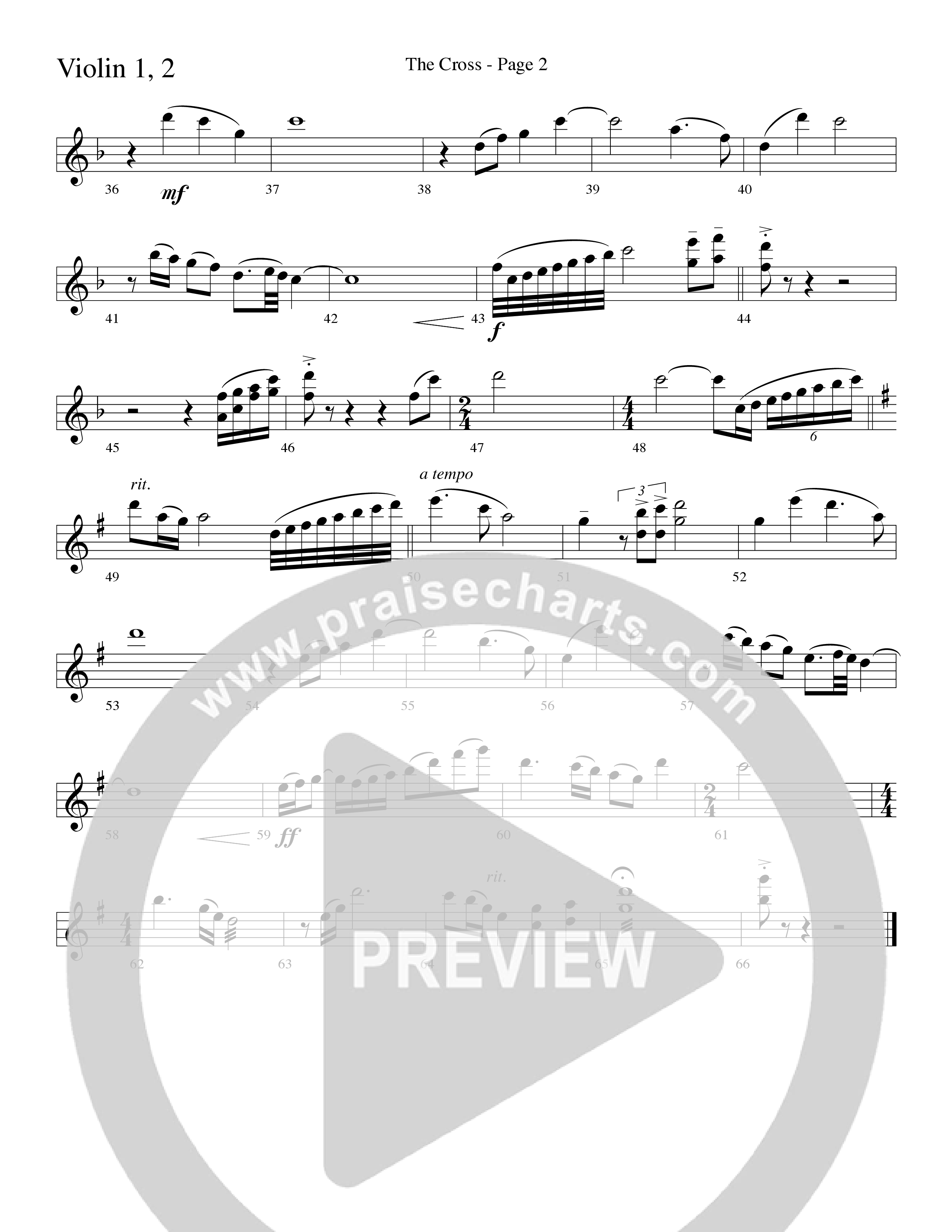 The Cross (Choral Anthem SATB) Violin 1/2 (Word Music Choral / Arr. Russell Mauldin)