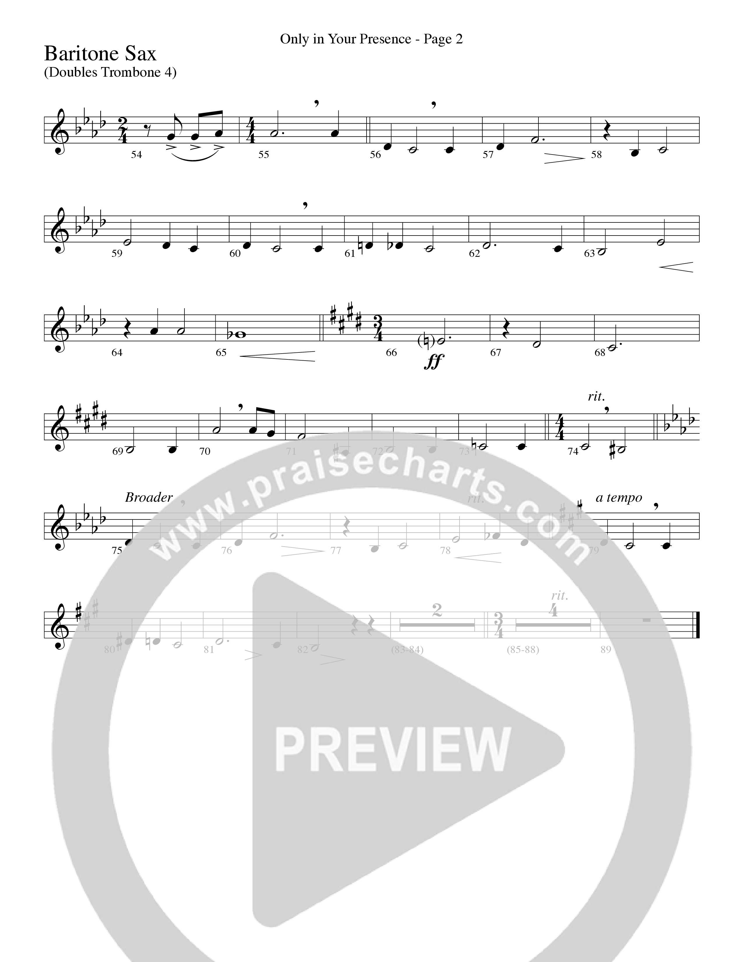 Only In Your Presence (Choral Anthem SATB) Bari Sax (Word Music Choral / Arr. Lari Goss)