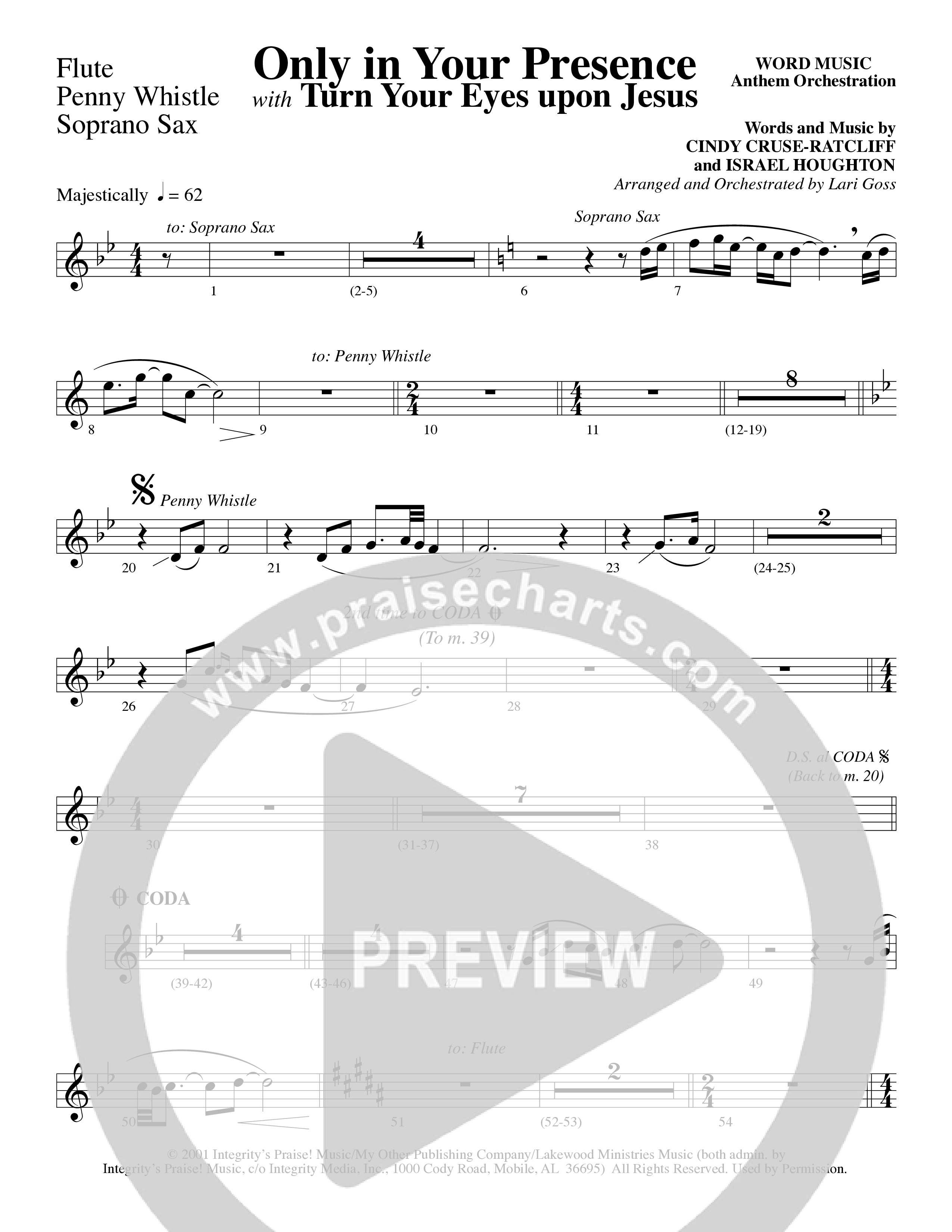 Only In Your Presence (Choral Anthem SATB) Flute (Word Music Choral / Arr. Lari Goss)