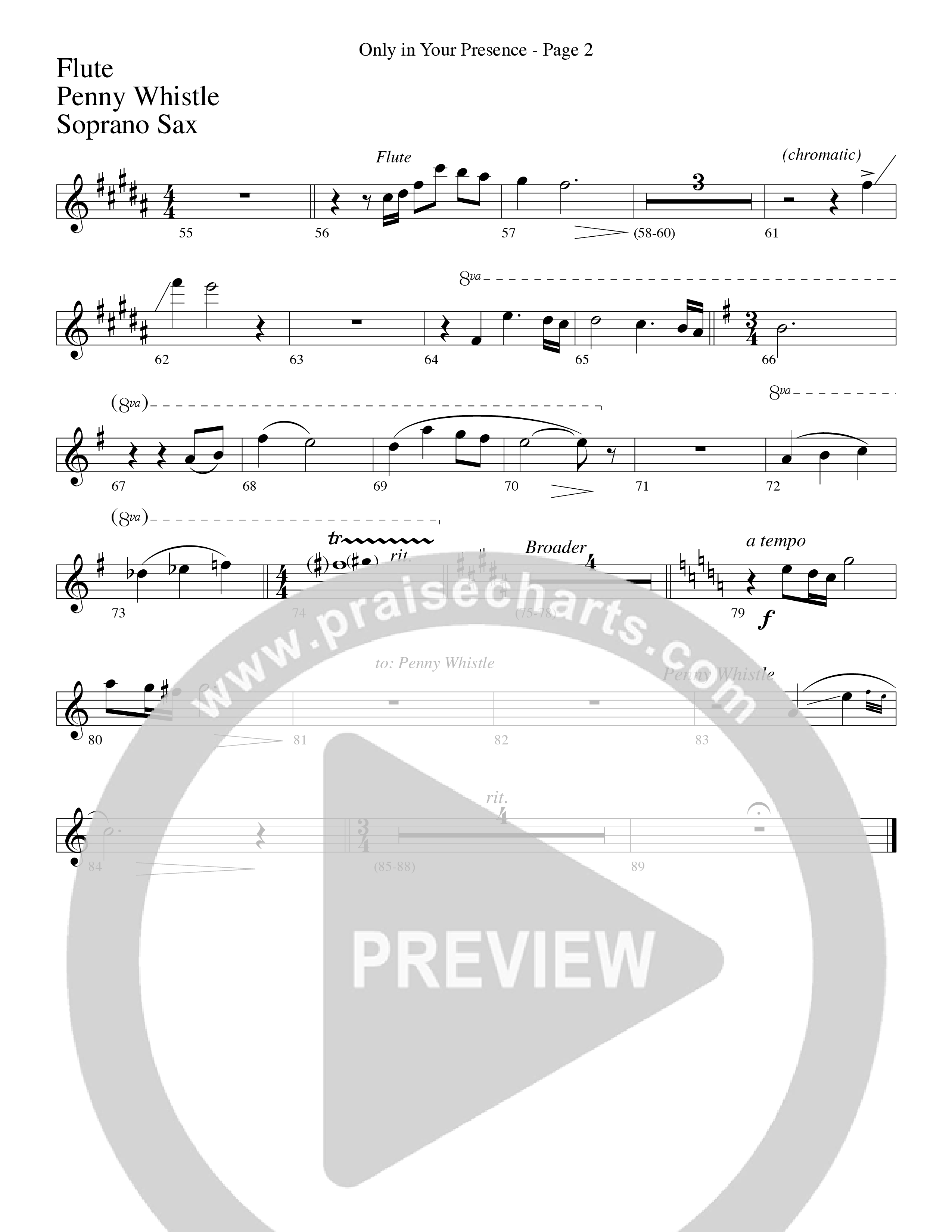 Only In Your Presence (Choral Anthem SATB) Flute (Word Music Choral / Arr. Lari Goss)