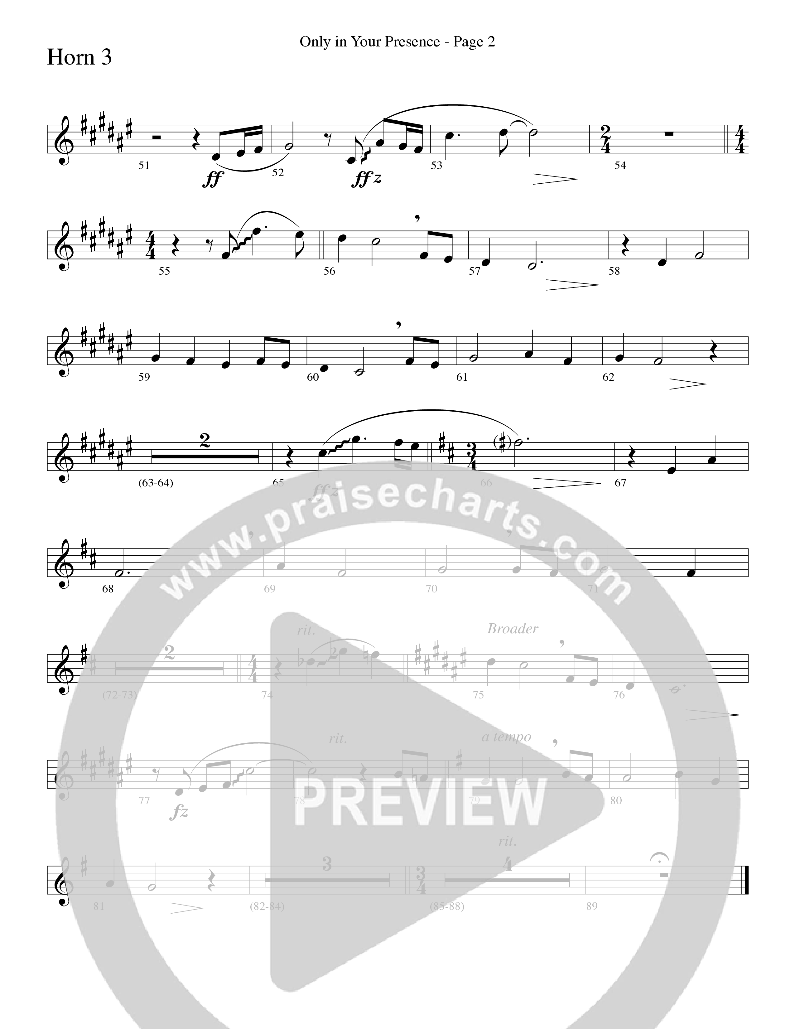 Only In Your Presence (Choral Anthem SATB) French Horn 3 (Word Music Choral / Arr. Lari Goss)