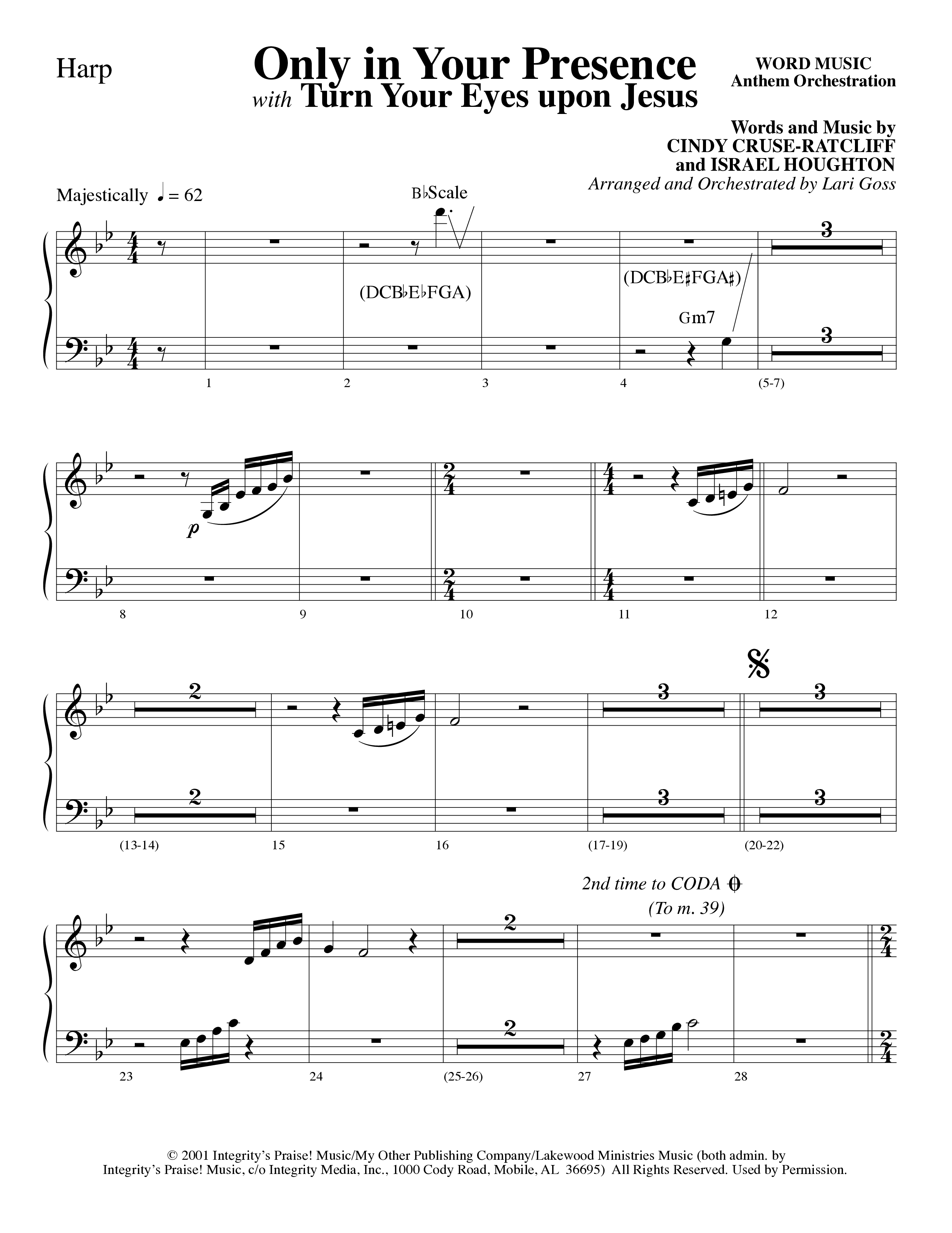 Only In Your Presence (Choral Anthem SATB) Harp (Word Music Choral / Arr. Lari Goss)