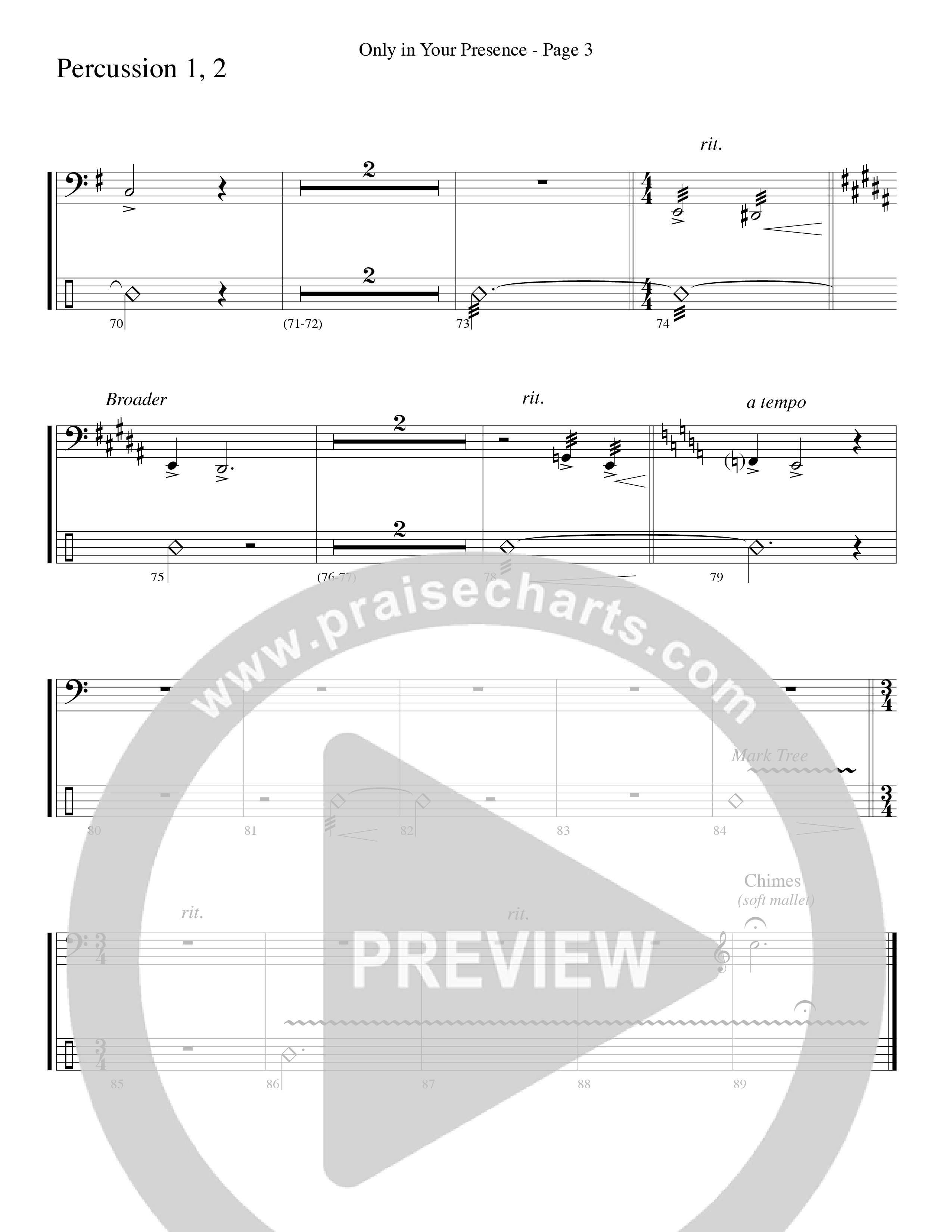 Only In Your Presence (Choral Anthem SATB) Percussion 1/2 (Word Music Choral / Arr. Lari Goss)