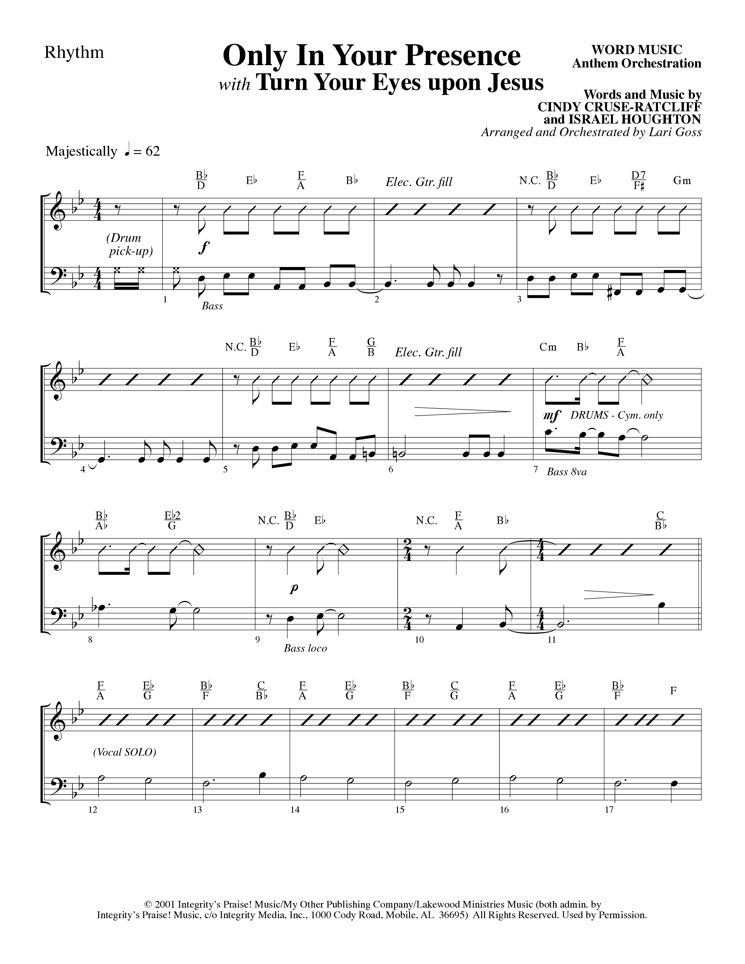 Only In Your Presence (Choral Anthem SATB) Rhythm Chart (Word Music Choral / Arr. Lari Goss)