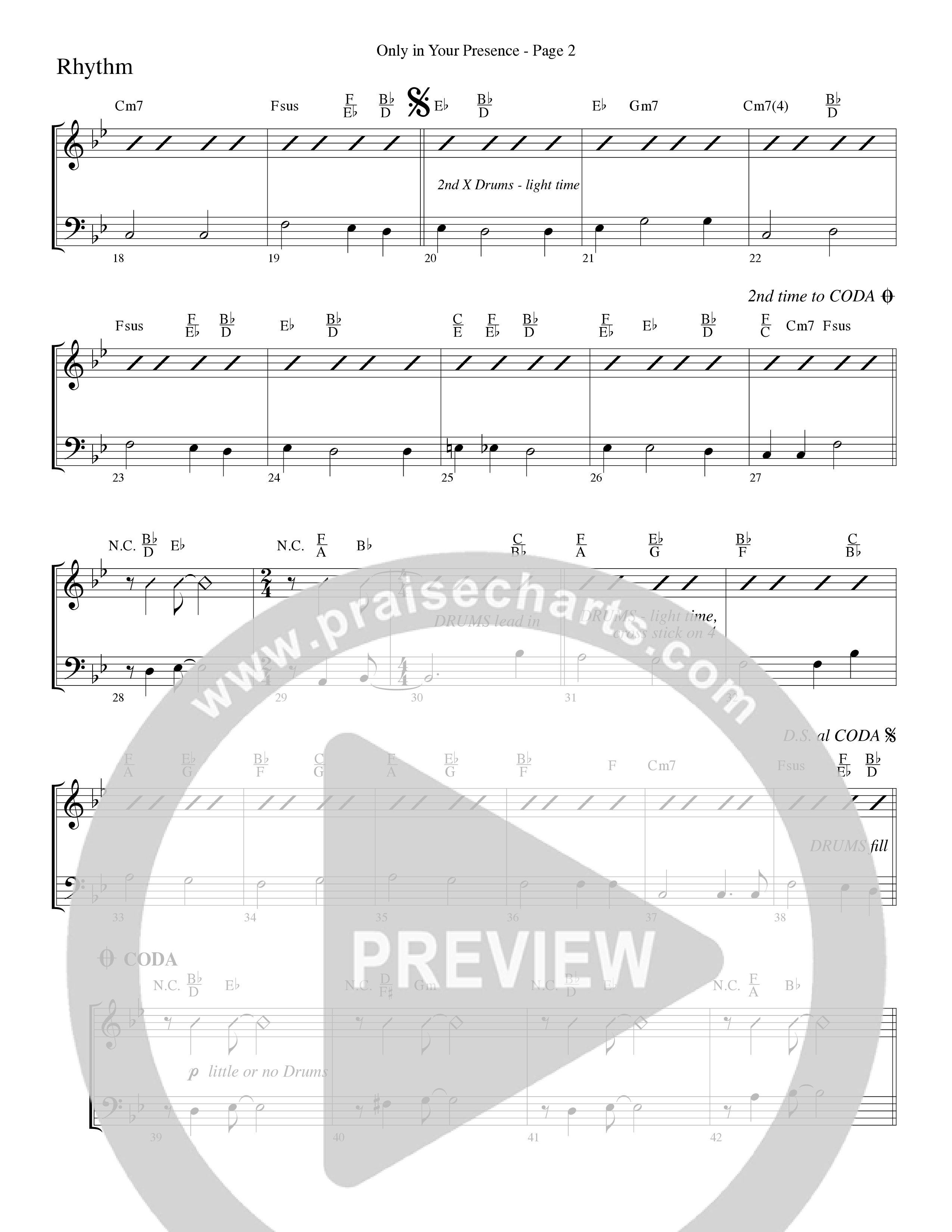 Only In Your Presence (Choral Anthem SATB) Rhythm Chart (Word Music Choral / Arr. Lari Goss)
