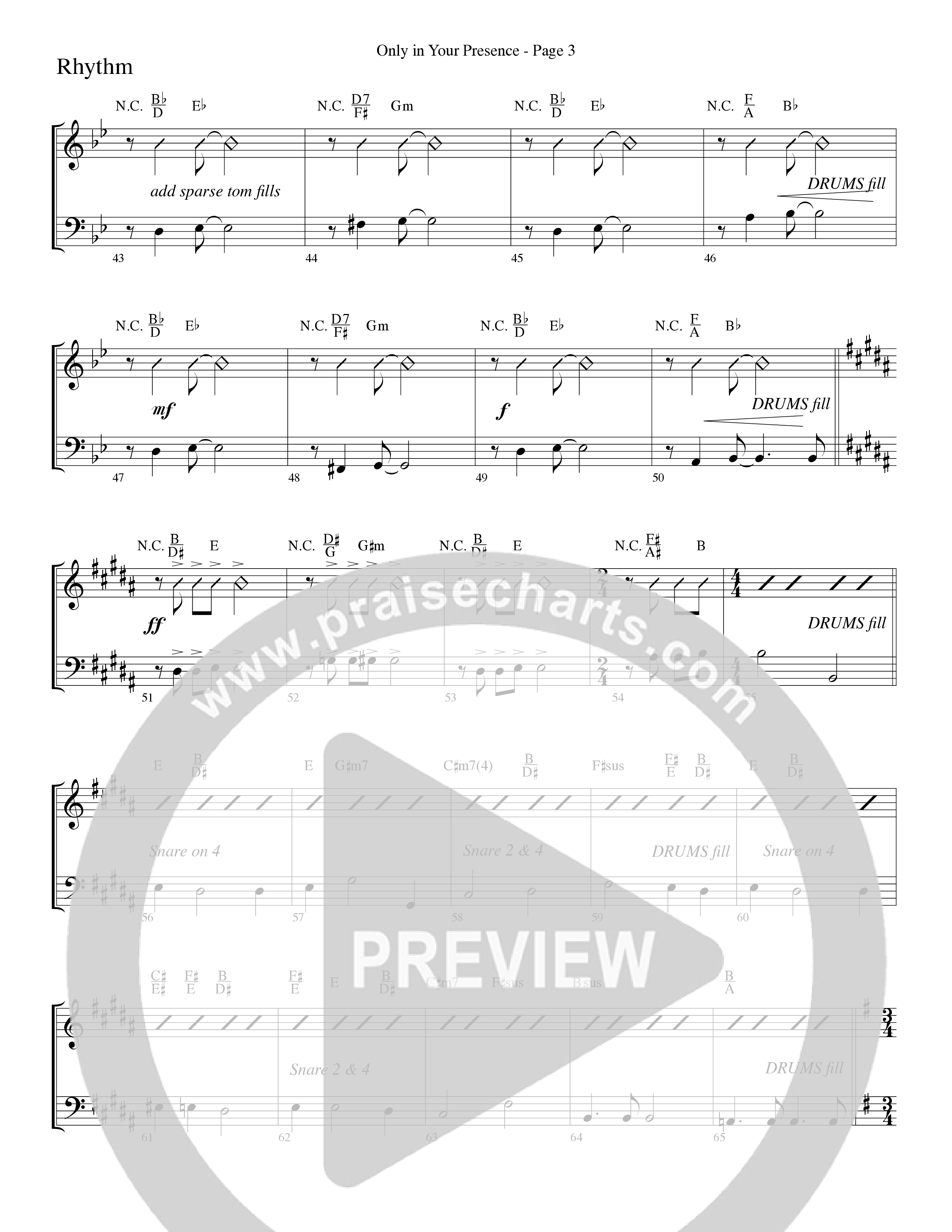 Only In Your Presence (Choral Anthem SATB) Rhythm Chart (Word Music Choral / Arr. Lari Goss)