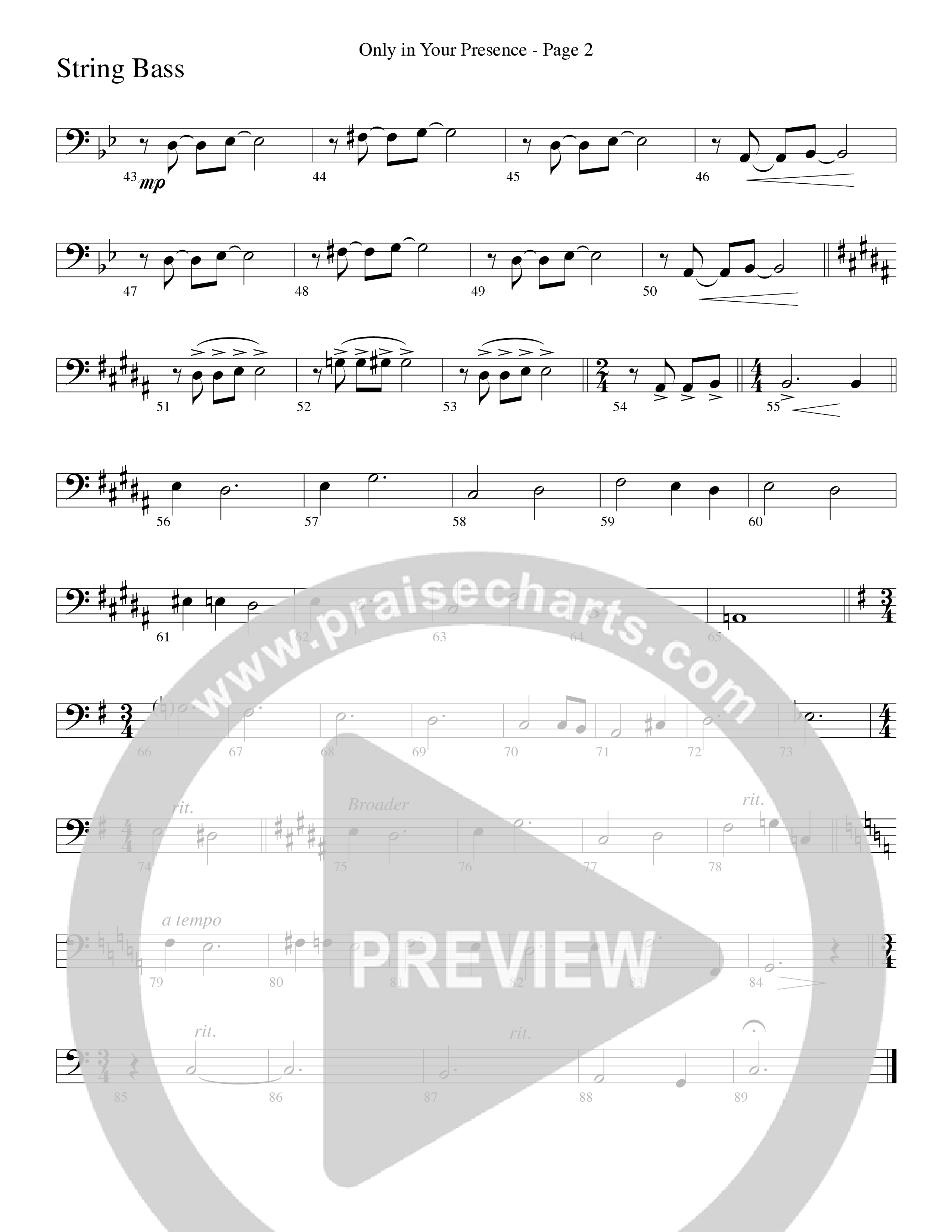 Only In Your Presence (Choral Anthem SATB) String Bass (Word Music Choral / Arr. Lari Goss)