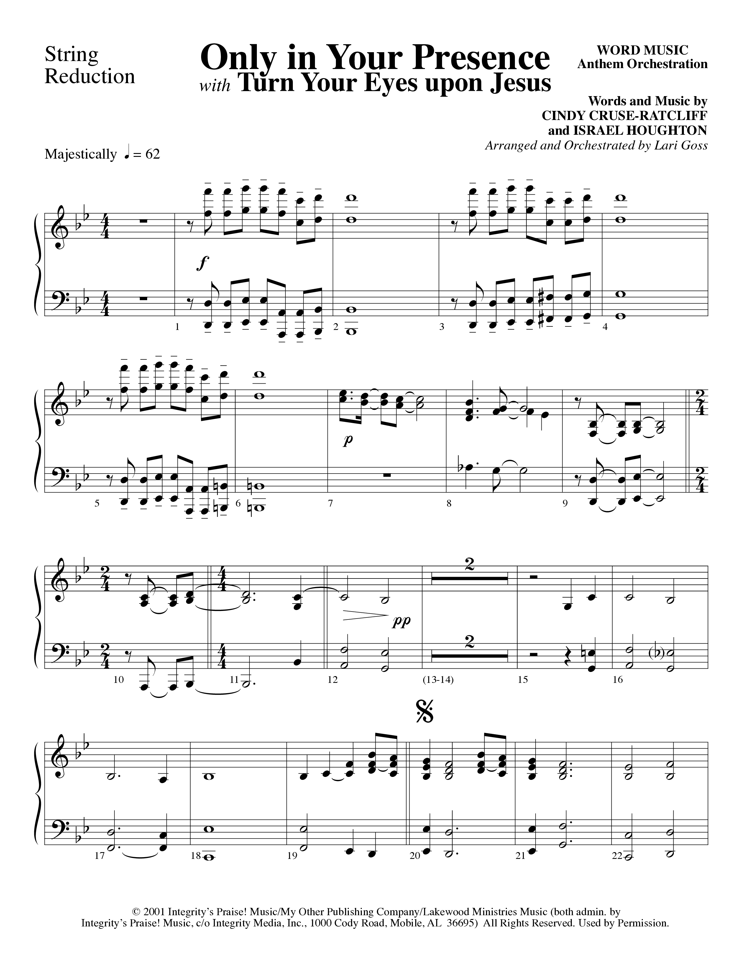 Only In Your Presence (Choral Anthem SATB) String Reduction (Word Music Choral / Arr. Lari Goss)