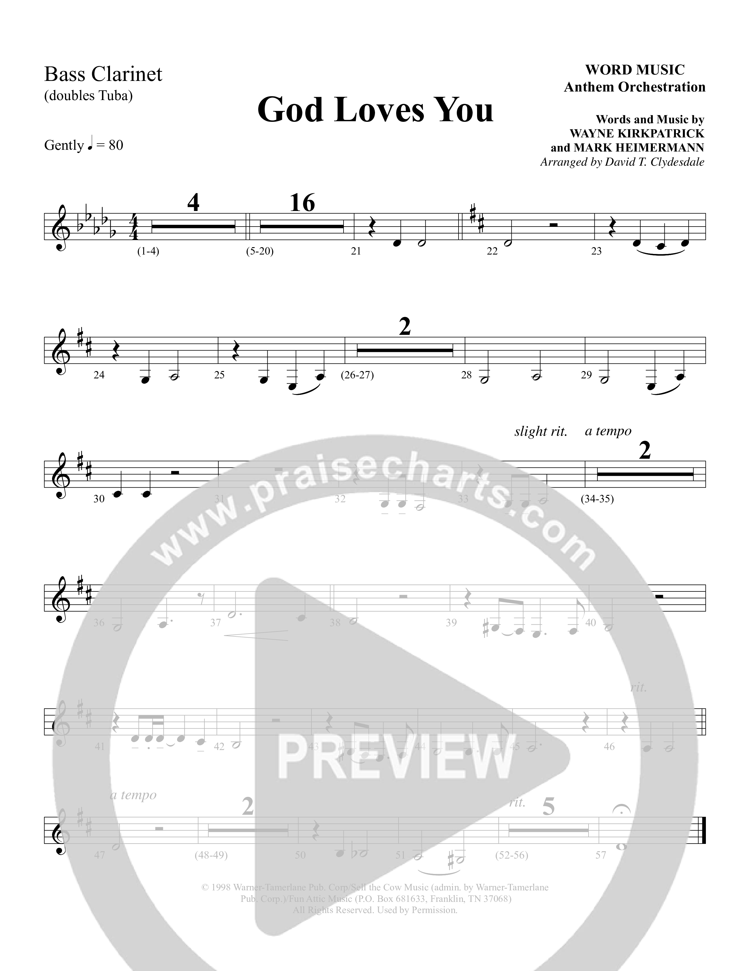 God Loves You (Choral Anthem SATB) Bass Clarinet (Word Music Choral / Arr. David Clydesdale)