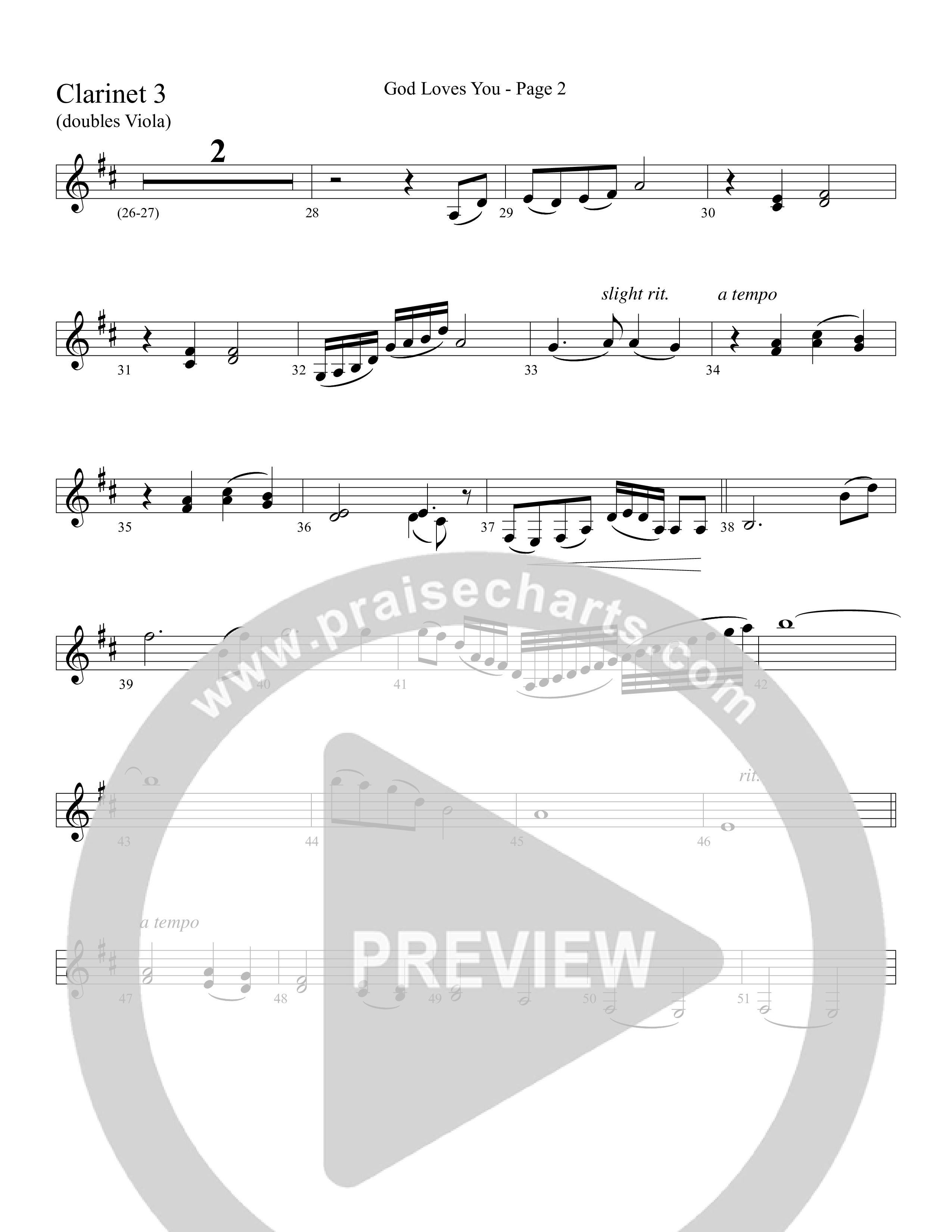 God Loves You (Choral Anthem SATB) Clarinet (Word Music Choral / Arr. David Clydesdale)