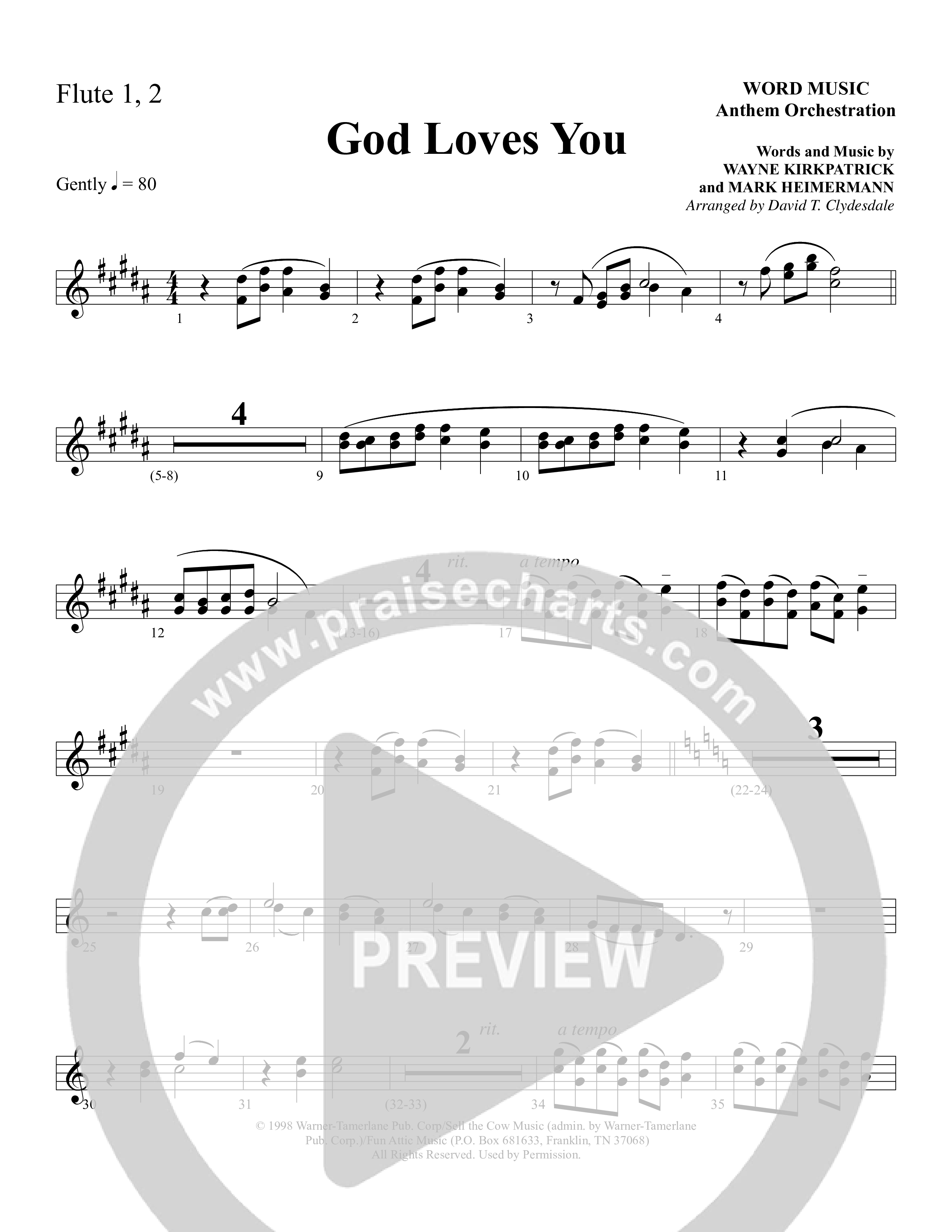 God Loves You (Choral Anthem SATB) Flute 1/2 (Word Music Choral / Arr. David Clydesdale)