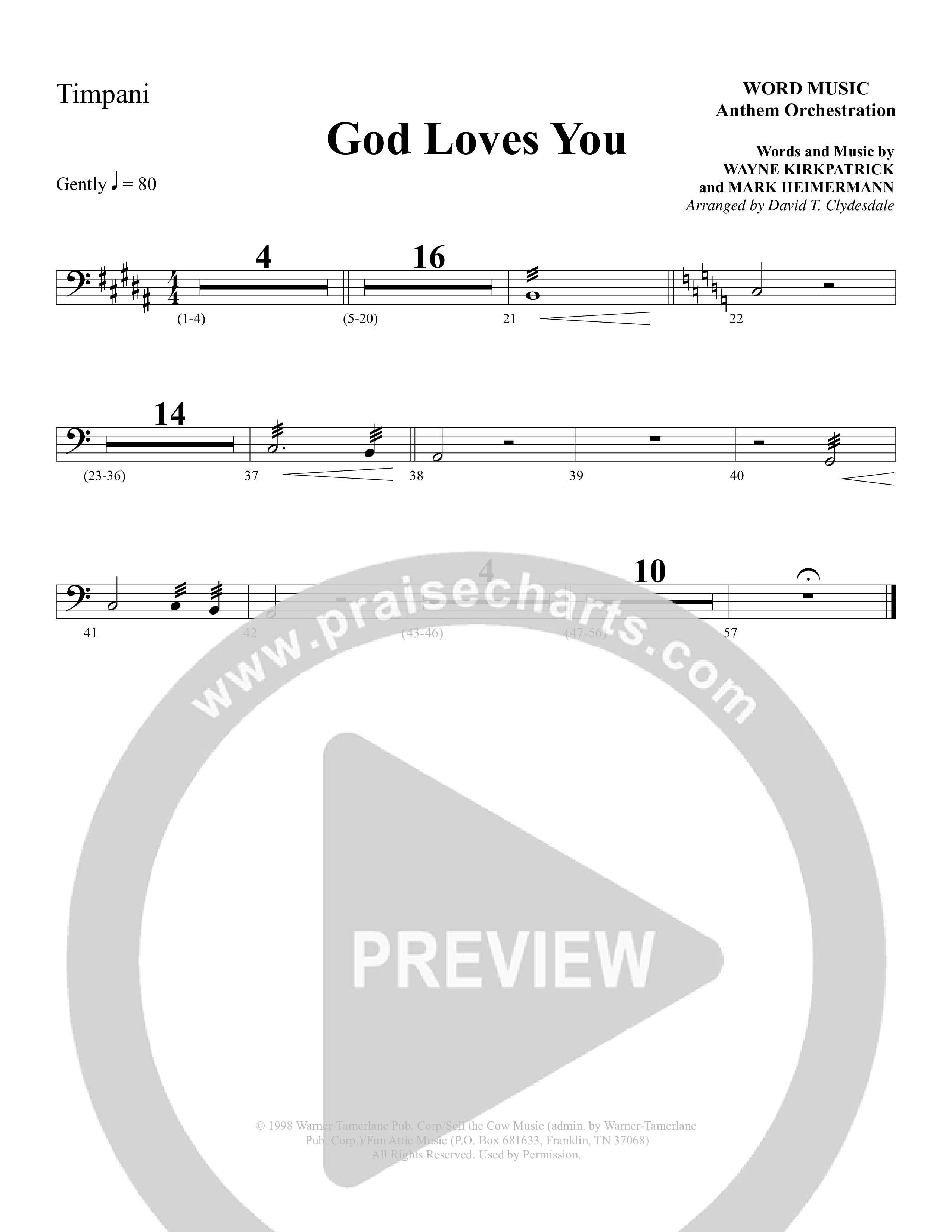 God Loves You (Choral Anthem SATB) Percussion (Word Music Choral / Arr. David Clydesdale)