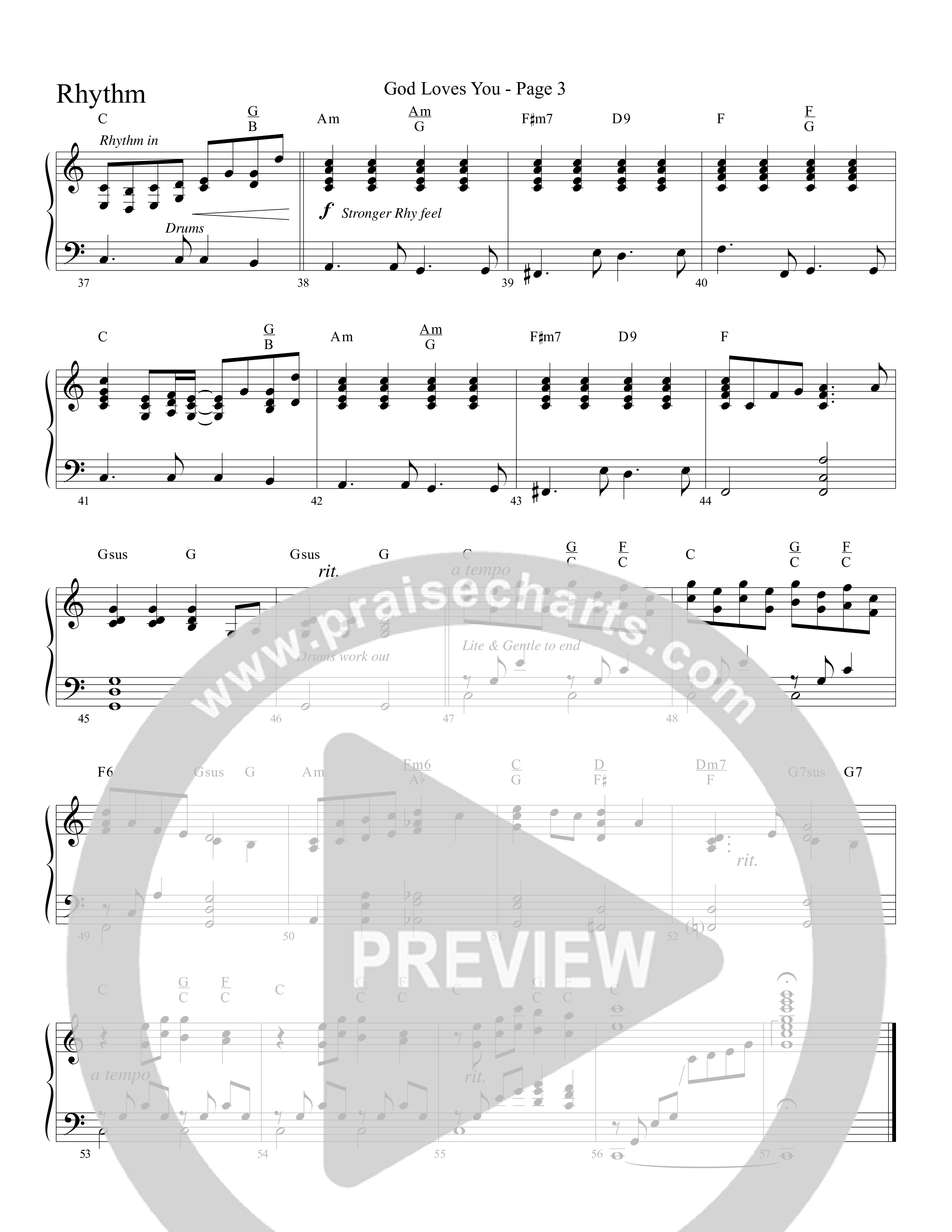 God Loves You (Choral Anthem SATB) Rhythm Chart (Word Music Choral / Arr. David Clydesdale)