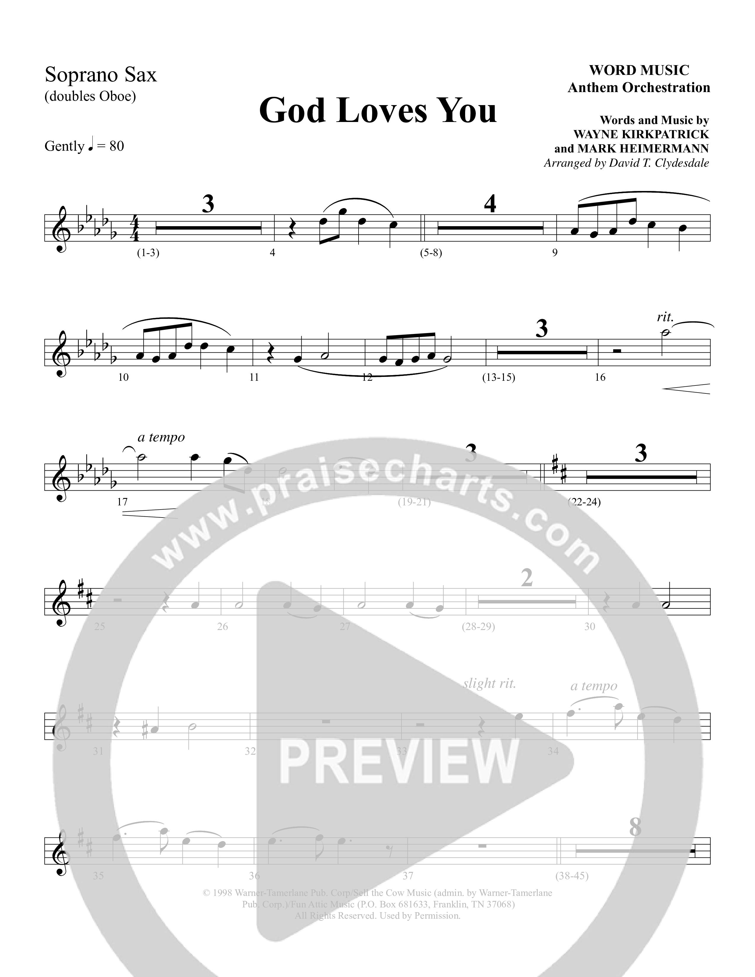 God Loves You (Choral Anthem SATB) Soprano Sax (Word Music Choral / Arr. David Clydesdale)