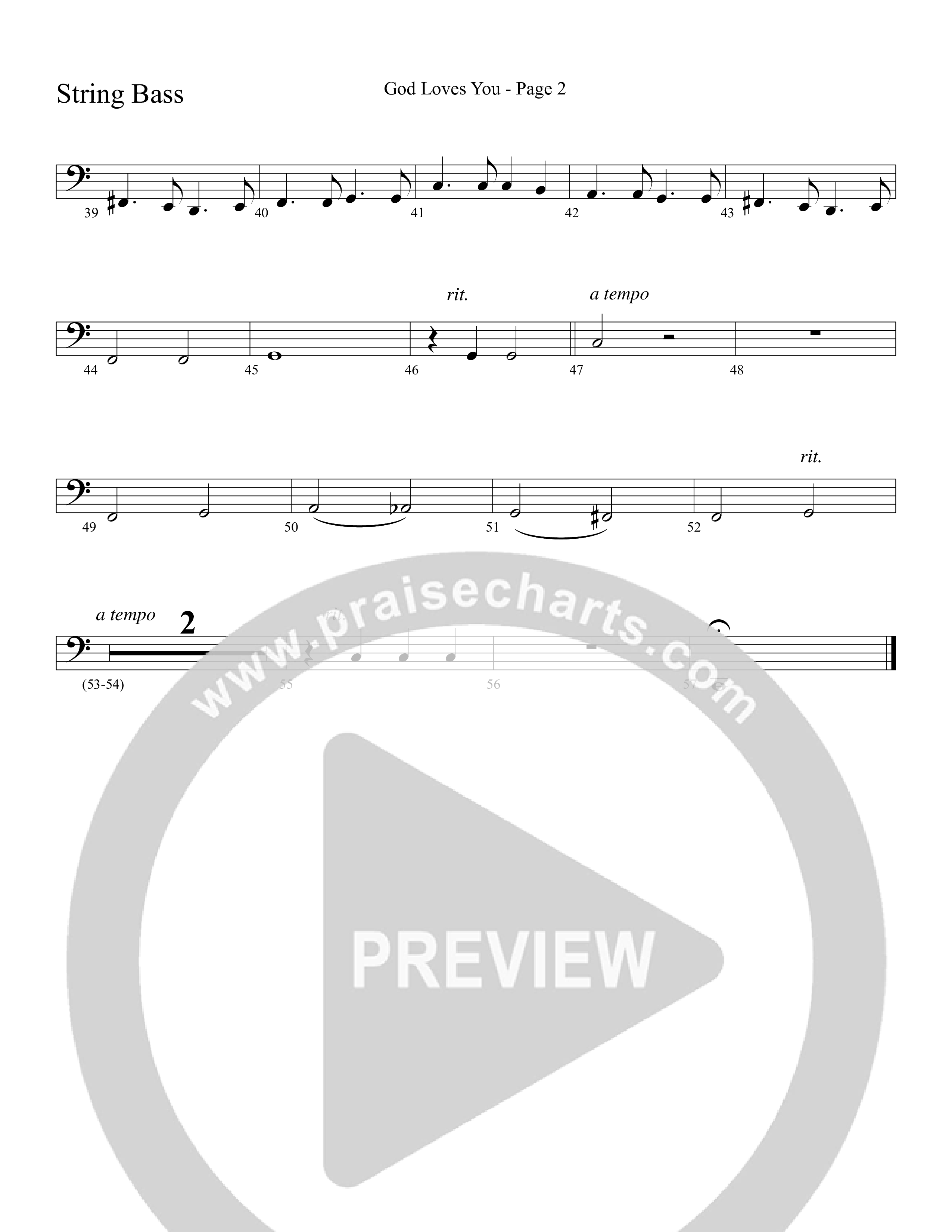 God Loves You (Choral Anthem SATB) String Bass (Word Music Choral / Arr. David Clydesdale)