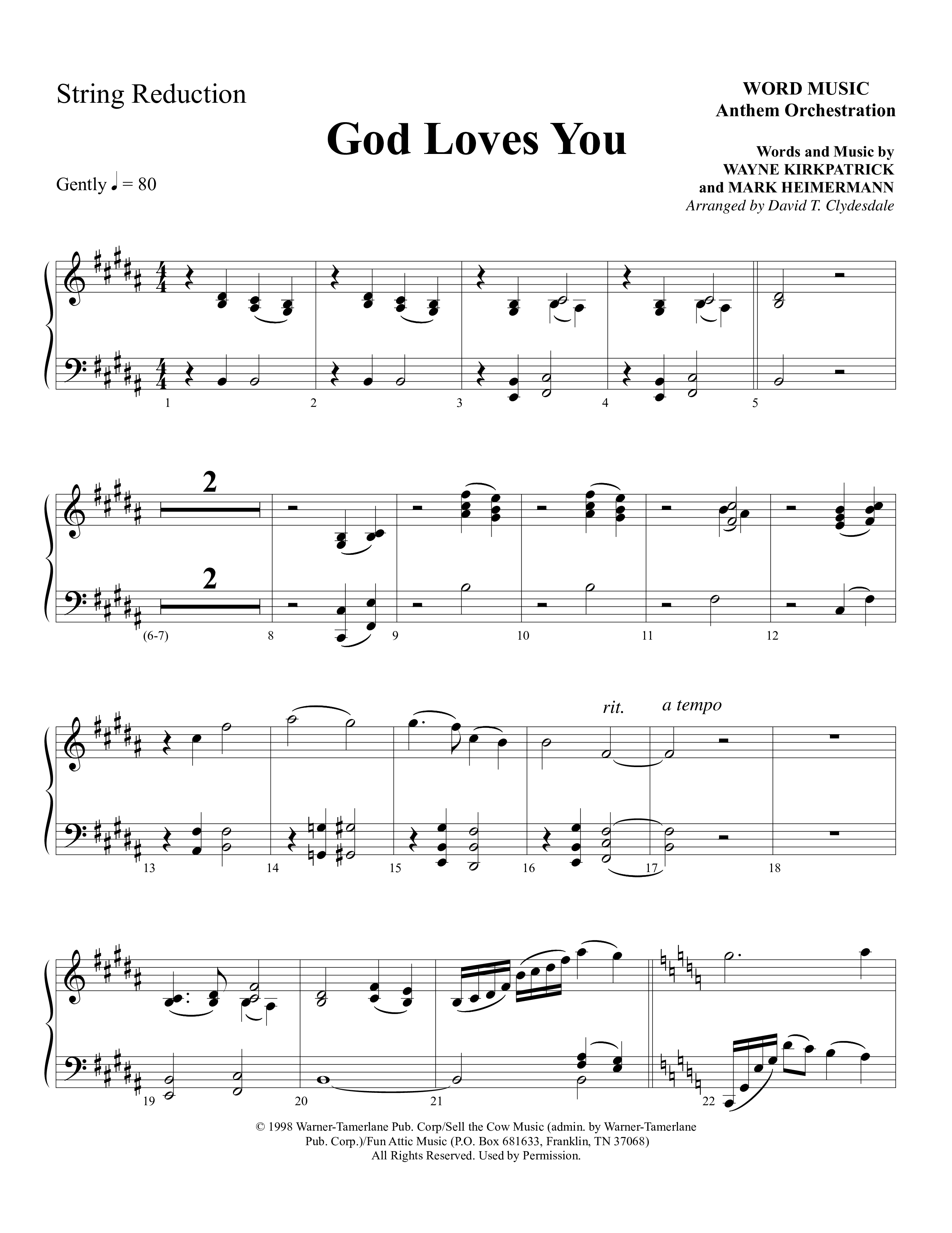 God Loves You (Choral Anthem SATB) String Reduction (Word Music Choral / Arr. David Clydesdale)