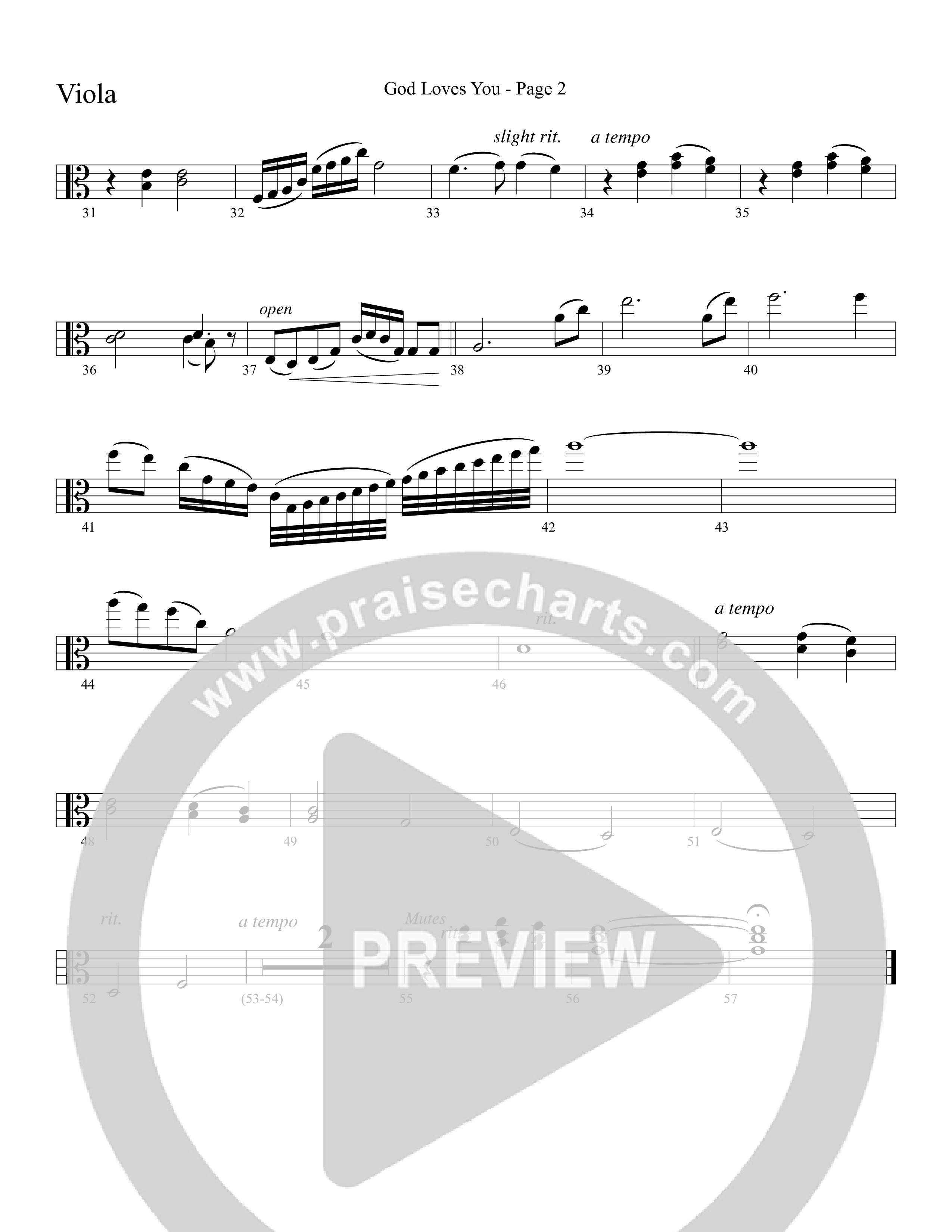 God Loves You (Choral Anthem SATB) Viola (Word Music Choral / Arr. David Clydesdale)