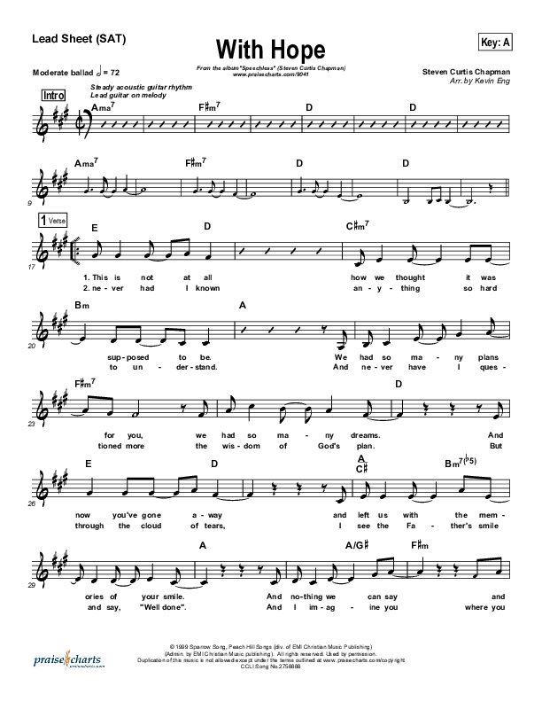 With Hope Lead Sheet (SAT) (Steven Curtis Chapman)