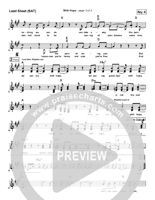 With Hope Lead Sheet (SAT) (Steven Curtis Chapman)