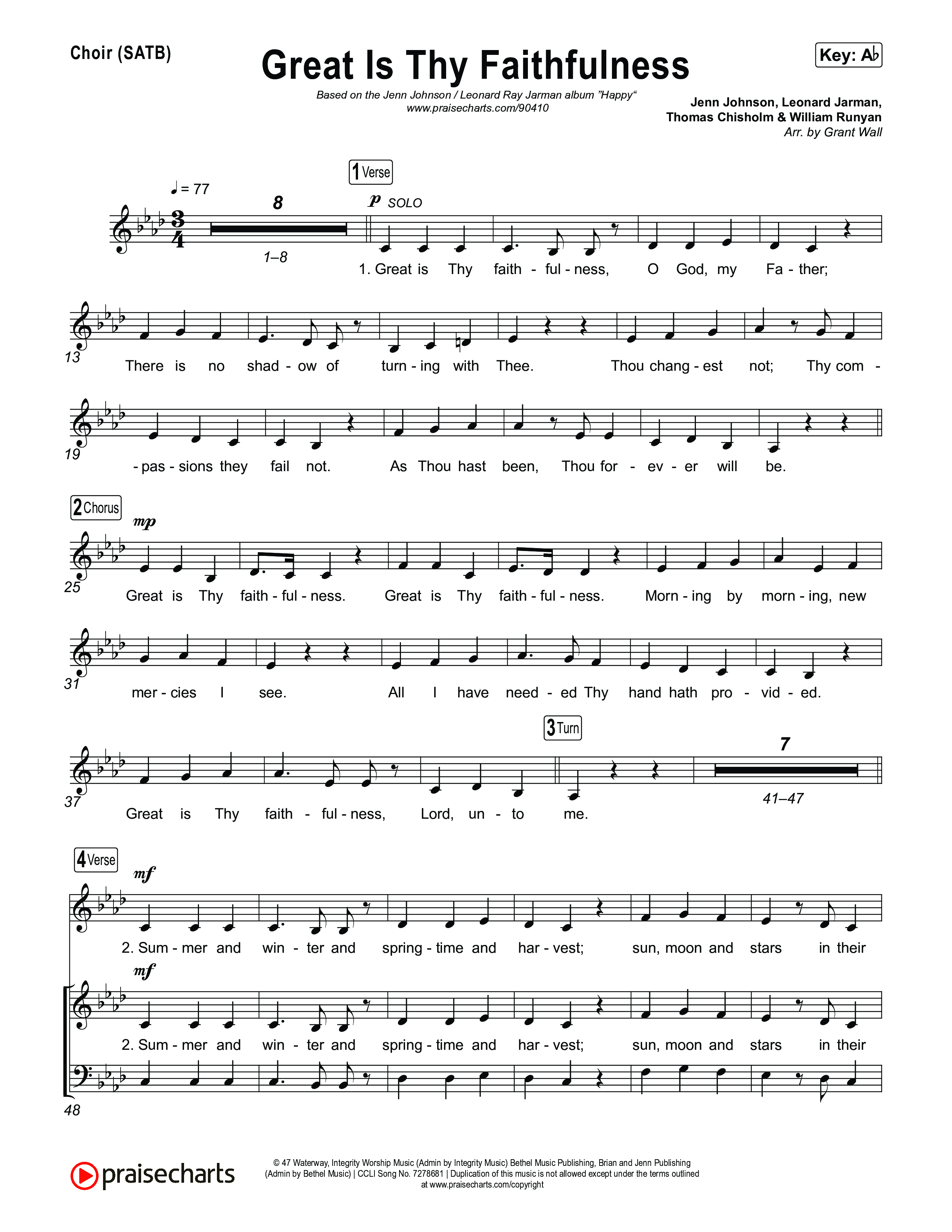 Great Is Thy Faithfulness Choir Sheet (SATB) (Jenn Johnson / Leonard Ray Jarman)