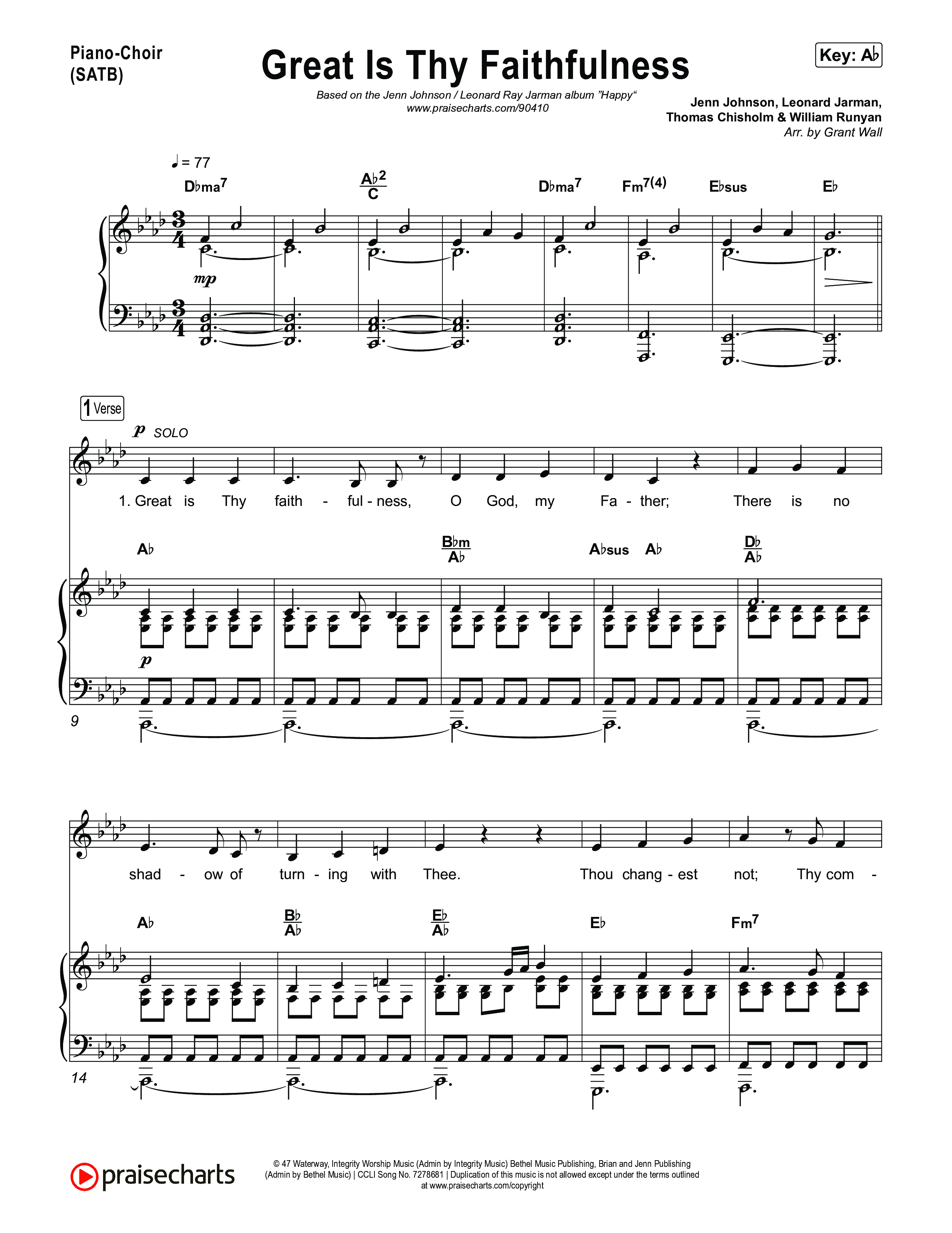 Great Is Thy Faithfulness Piano/Vocal Pack (Jenn Johnson / Leonard Ray Jarman)