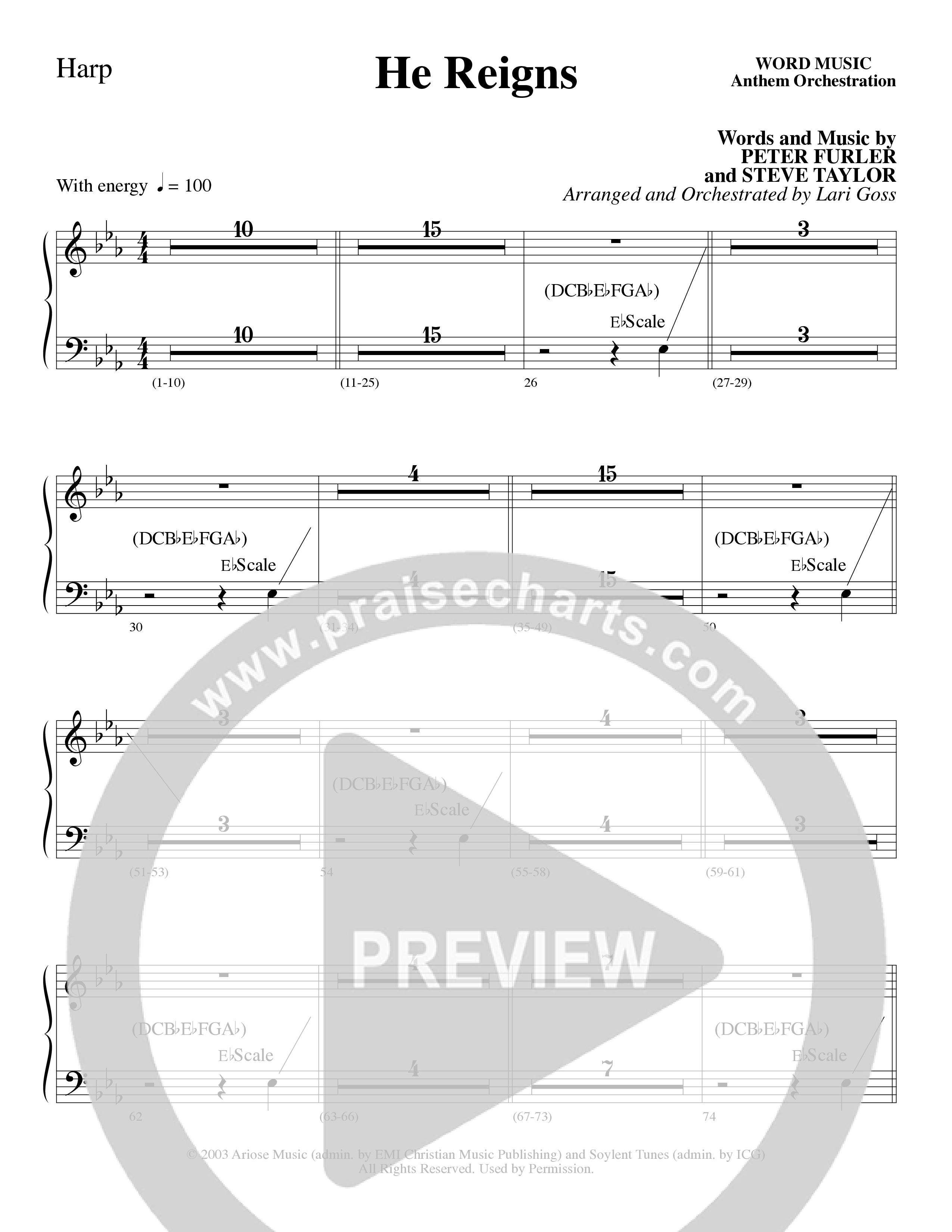 He Reigns (Choral Anthem SATB) Harp (Word Music Choral / Arr. Lari Goss)