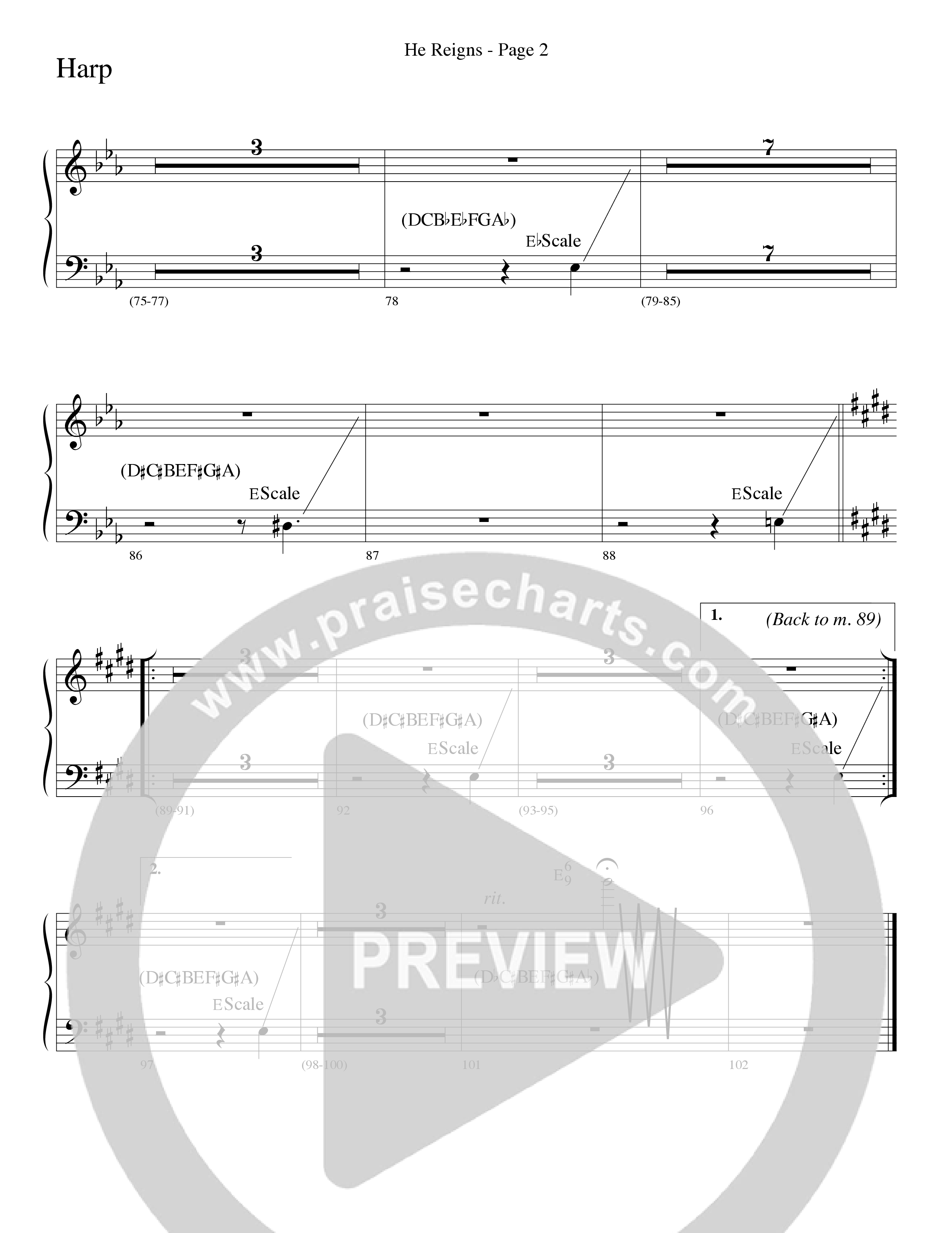 He Reigns (Choral Anthem SATB) Harp (Word Music Choral / Arr. Lari Goss)