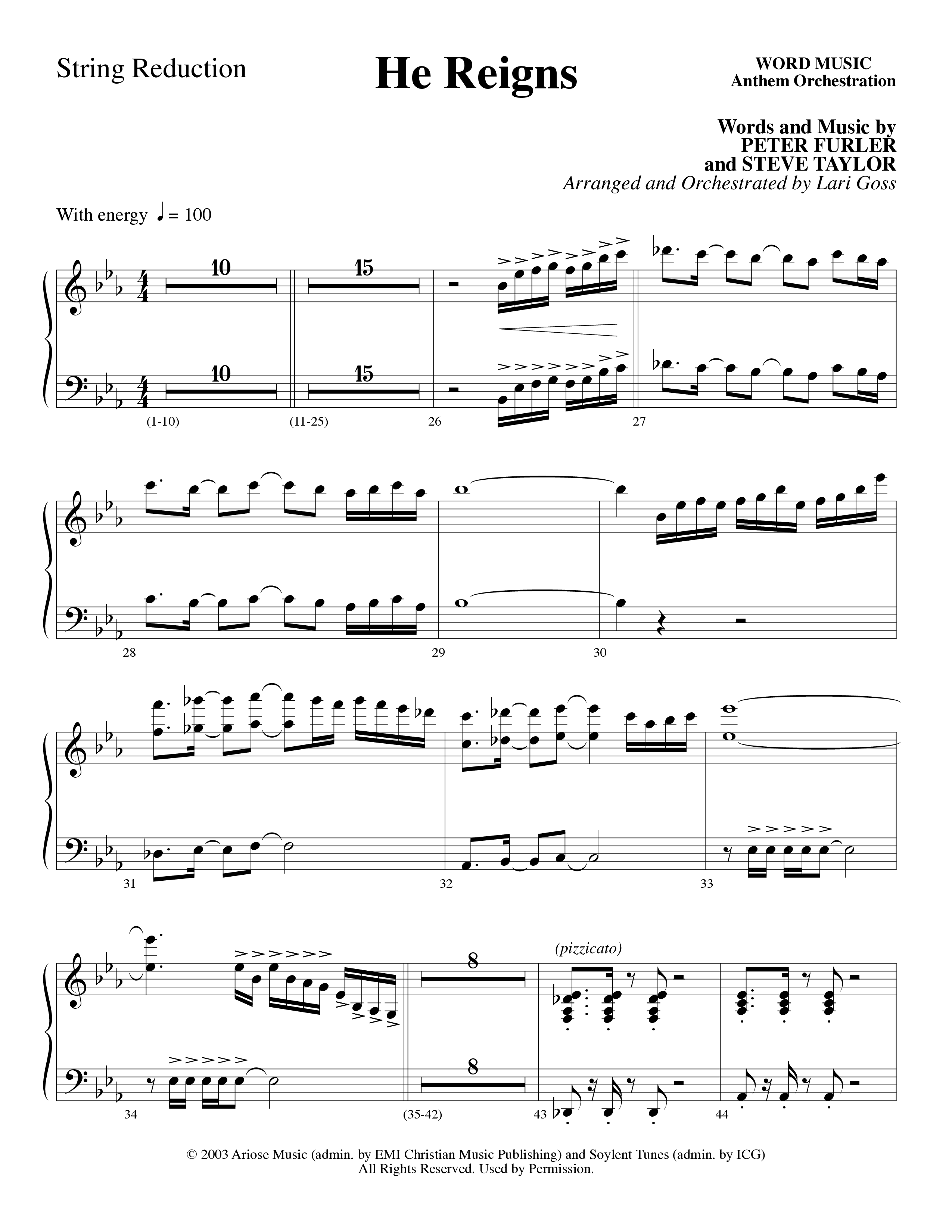 He Reigns (Choral Anthem SATB) String Reduction (Word Music Choral / Arr. Lari Goss)