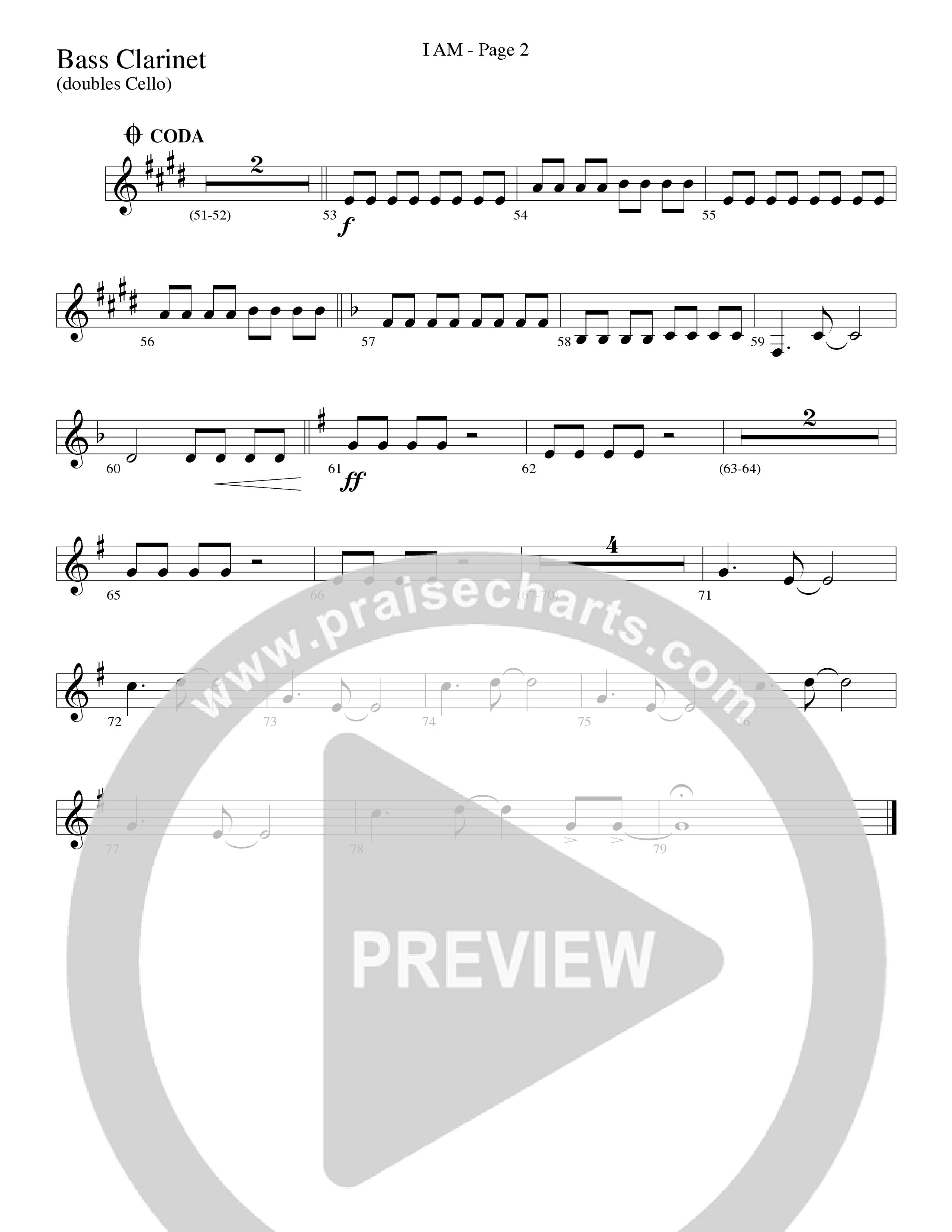 I Am (Choral Anthem SATB) Bass Clarinet (Word Music Choral / Arr. Dave Williamson)