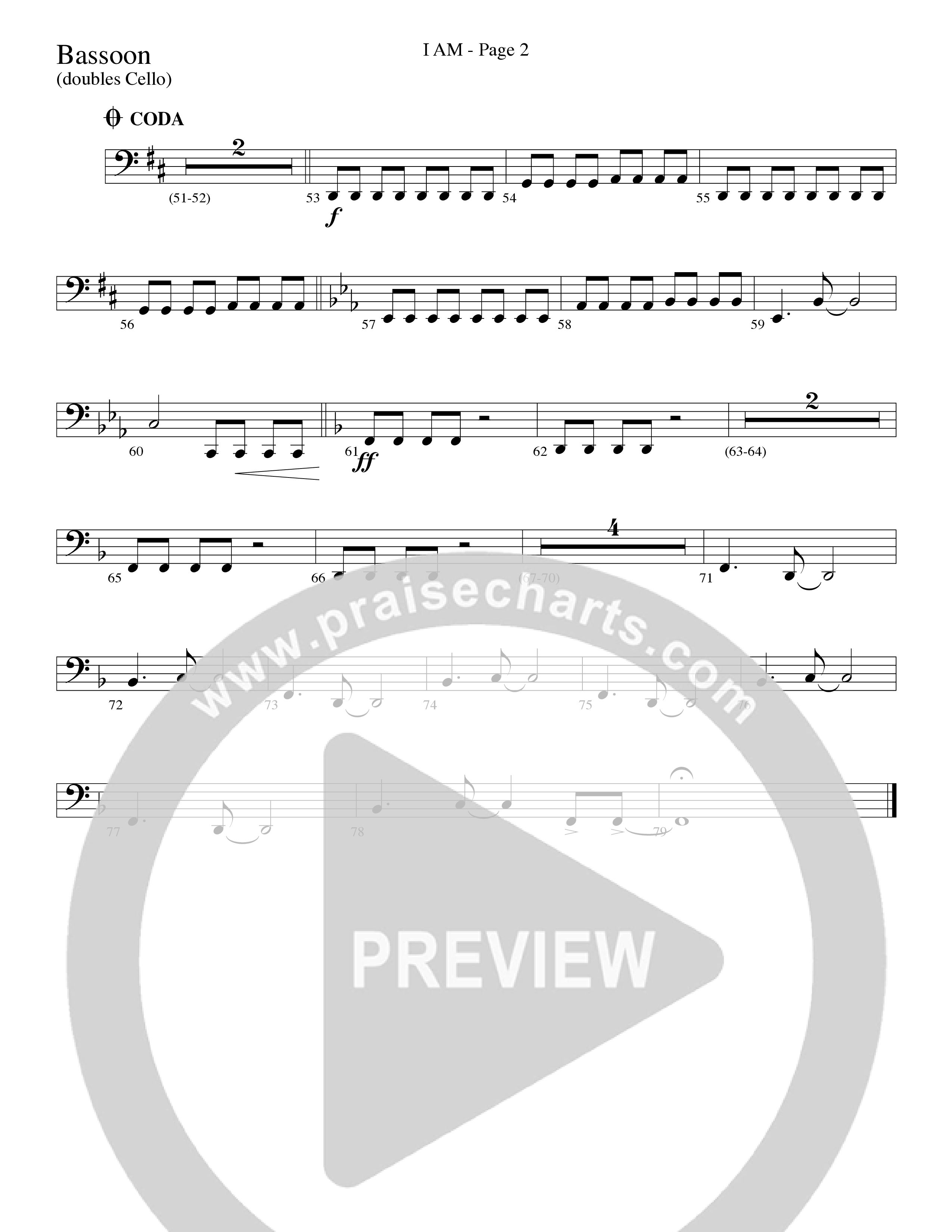 I Am (Choral Anthem SATB) Bassoon (Word Music Choral / Arr. Dave Williamson)