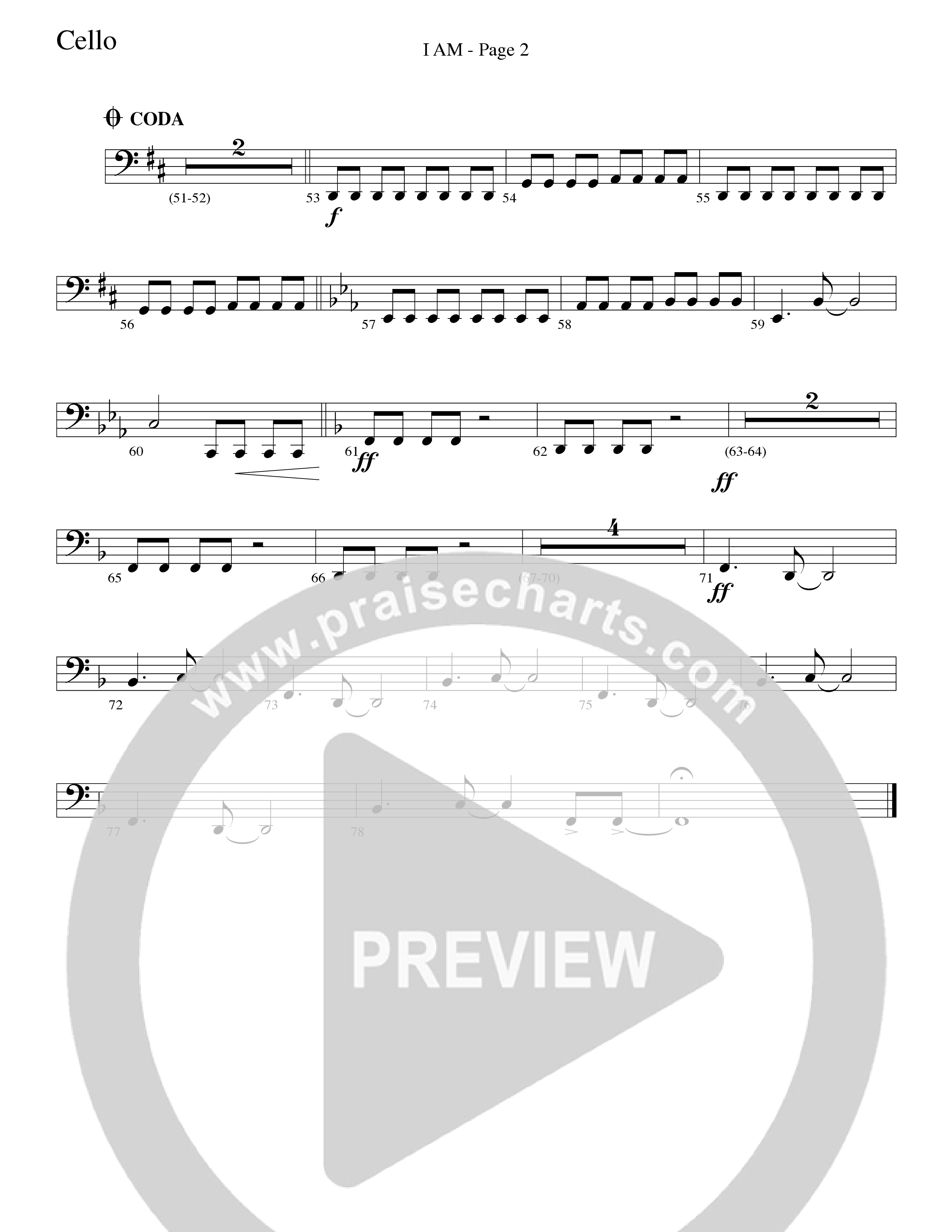 I Am (Choral Anthem SATB) Cello (Word Music Choral / Arr. Dave Williamson)
