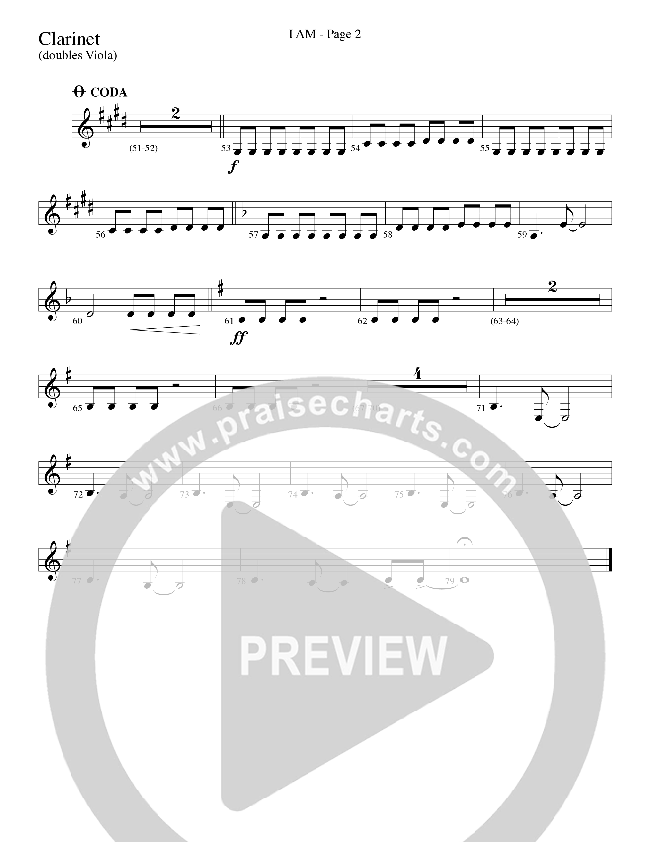 I Am (Choral Anthem SATB) Clarinet (Word Music Choral / Arr. Dave Williamson)