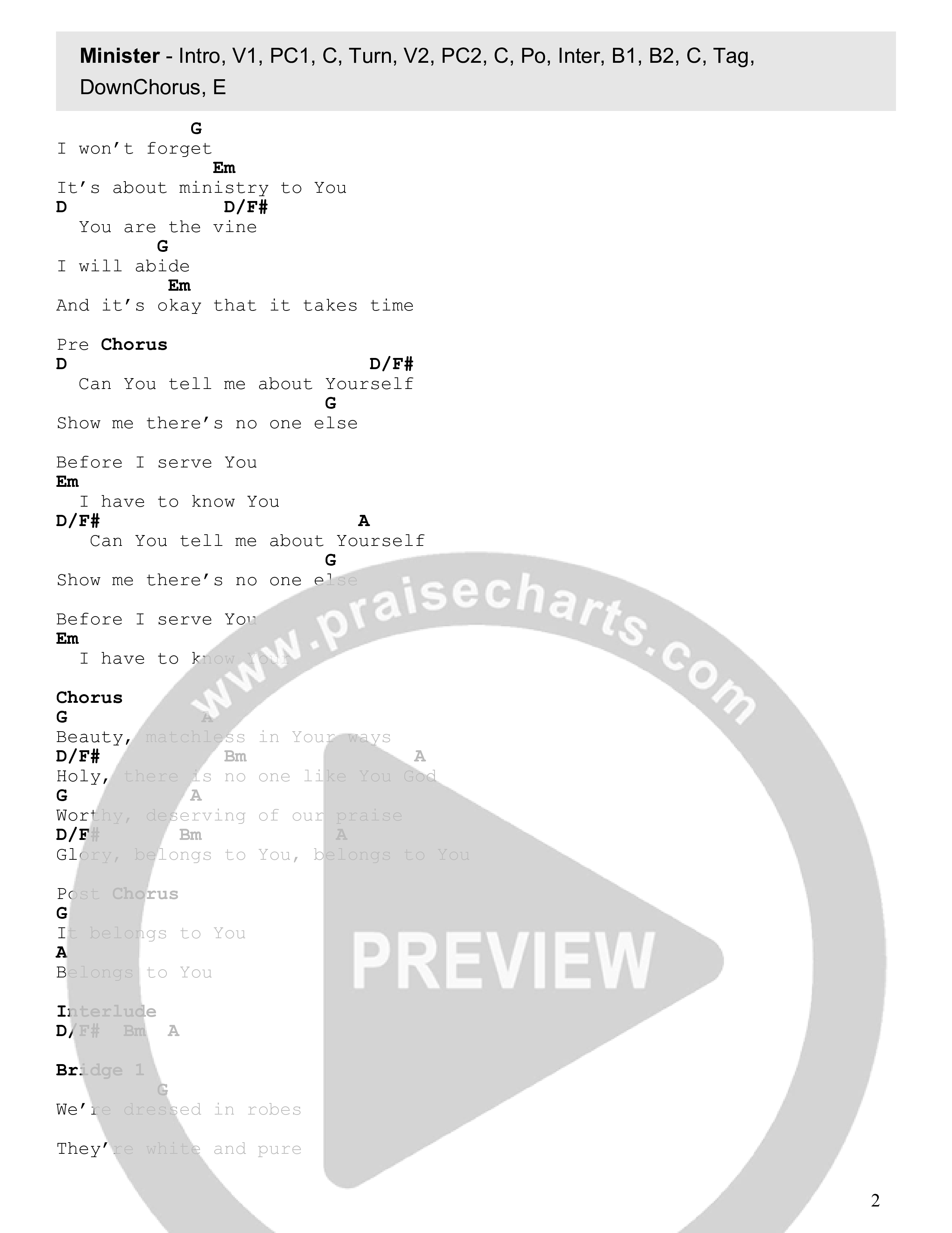Minister Chord Chart (Harvest)