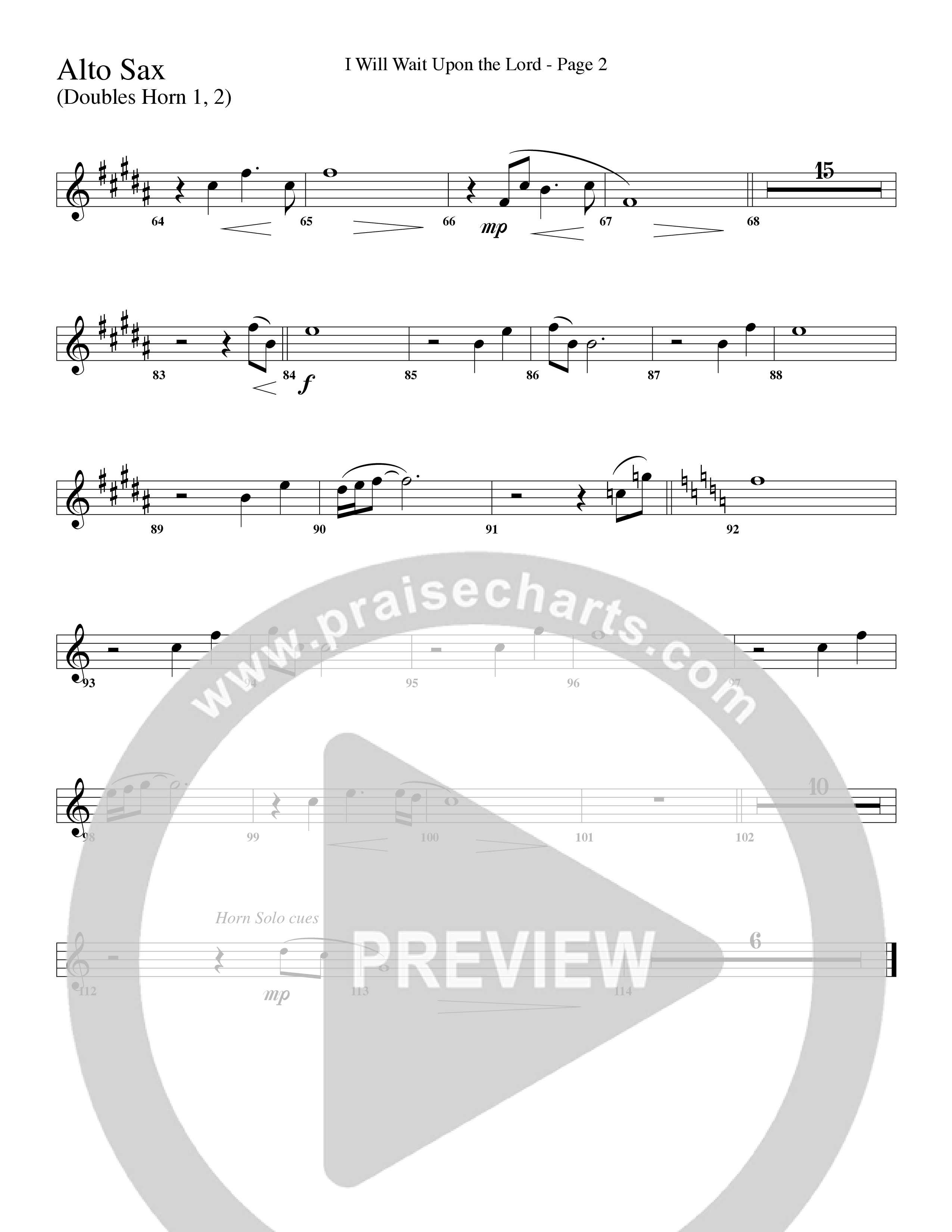 I Will Wait Upon The Lord (Choral Anthem SATB) Alto Sax (Word Music Choral / Arr. Camp Kirkland)