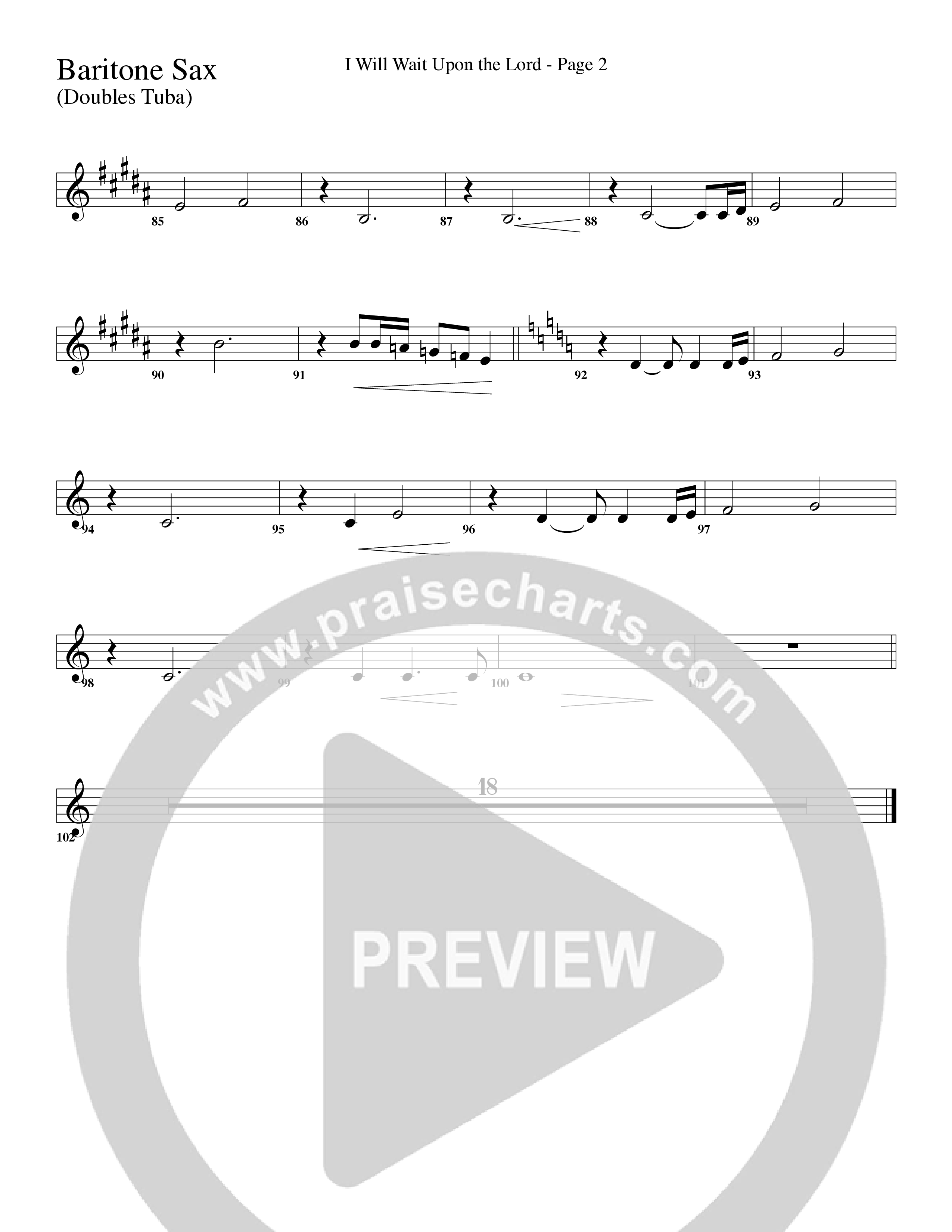 I Will Wait Upon The Lord (Choral Anthem SATB) Bari Sax (Word Music Choral / Arr. Camp Kirkland)