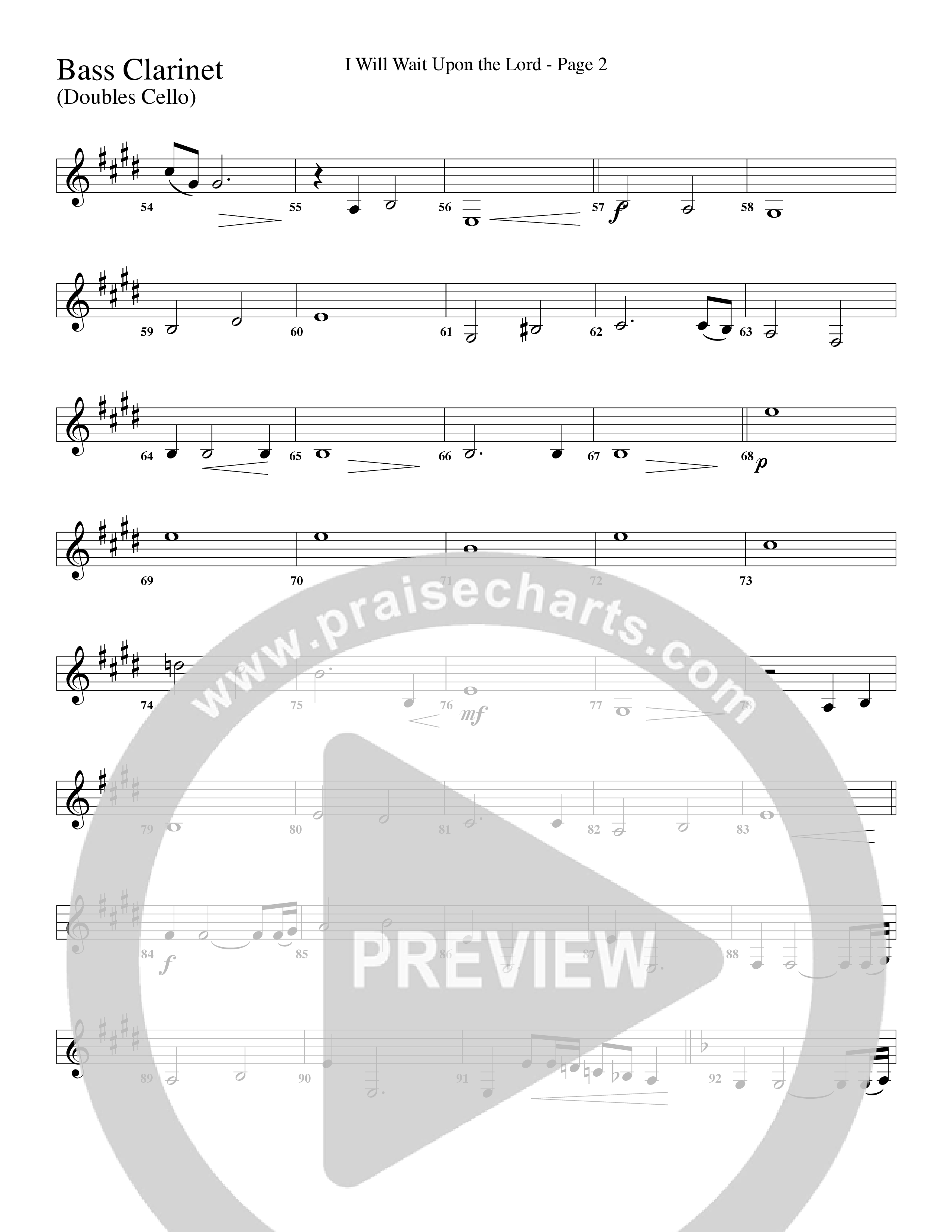 I Will Wait Upon The Lord (Choral Anthem SATB) Bass Clarinet (Word Music Choral / Arr. Camp Kirkland)