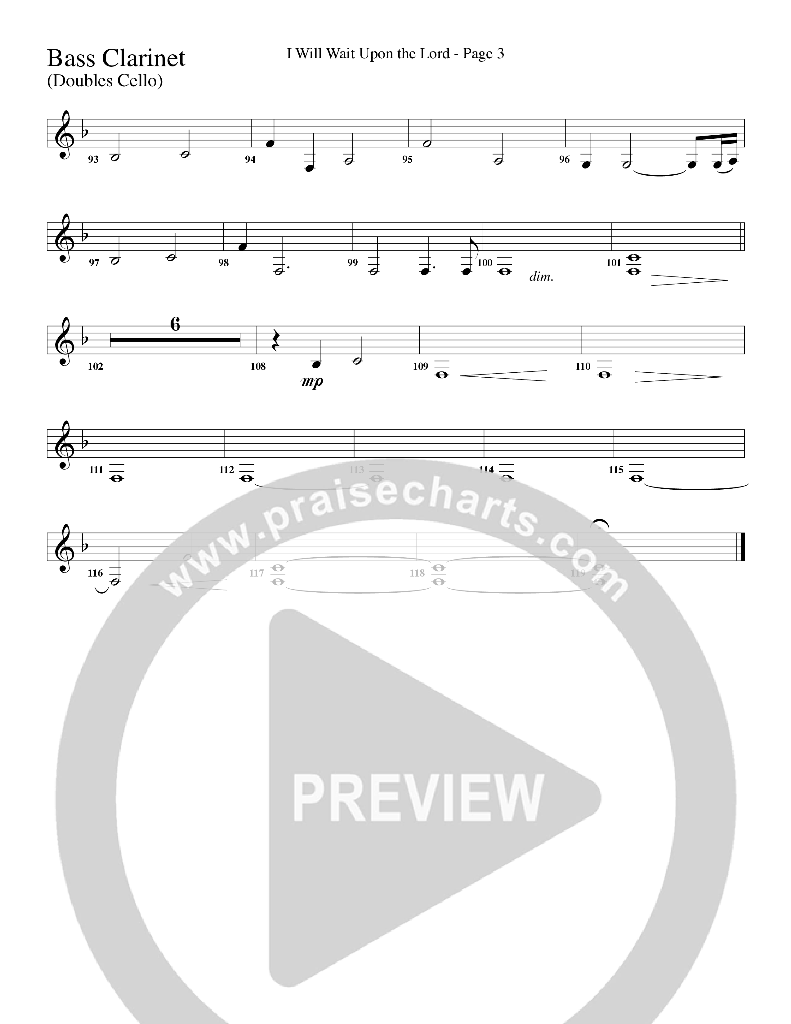 I Will Wait Upon The Lord (Choral Anthem SATB) Bass Clarinet (Word Music Choral / Arr. Camp Kirkland)
