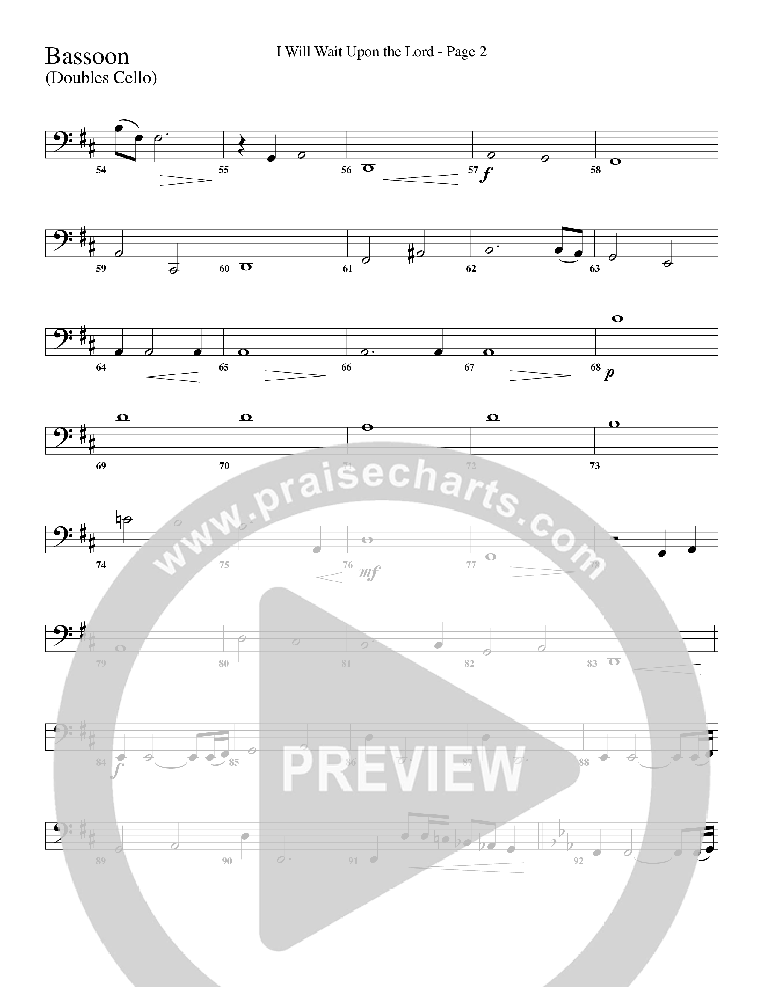 I Will Wait Upon The Lord (Choral Anthem SATB) Bassoon (Word Music Choral / Arr. Camp Kirkland)